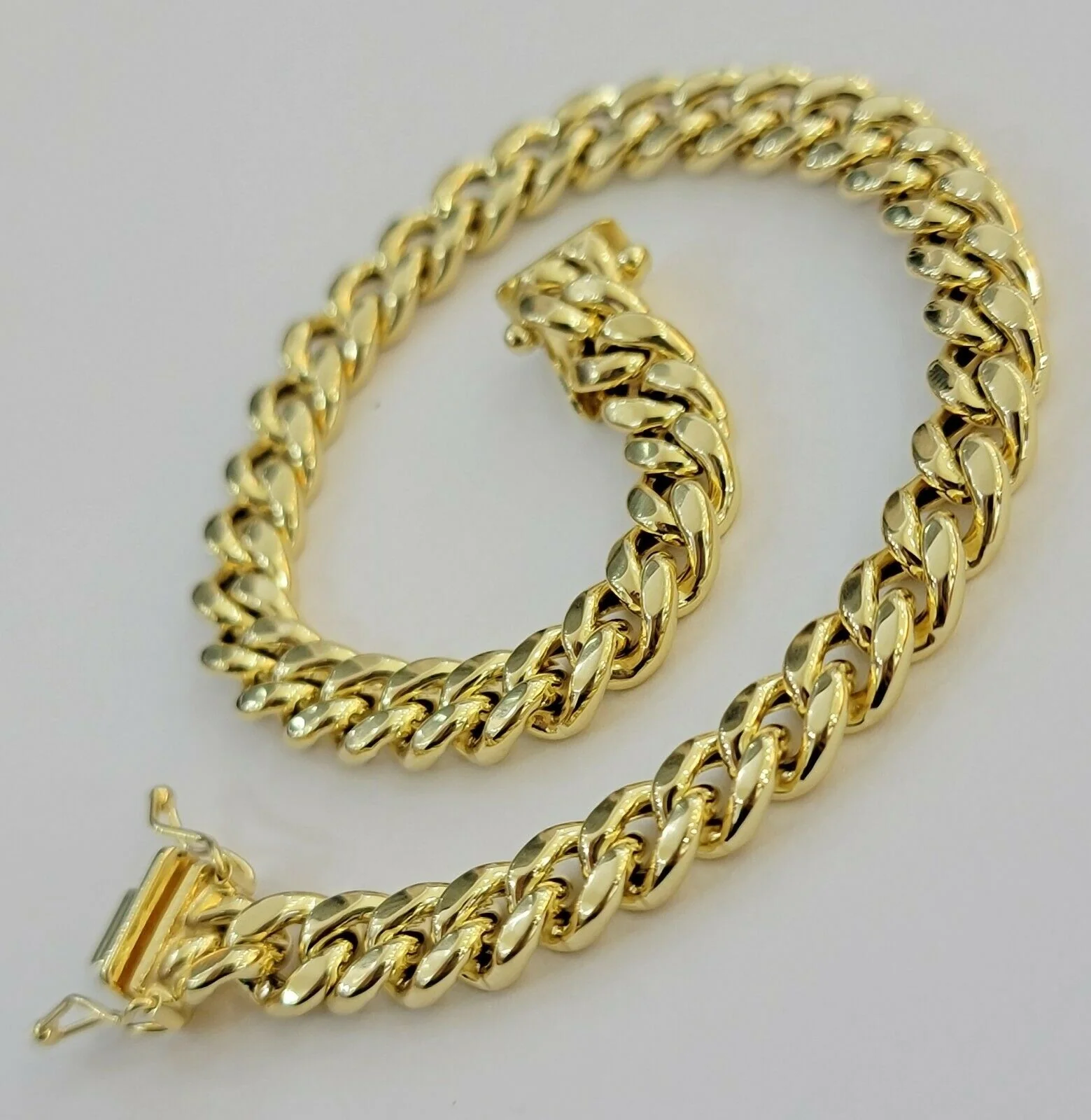 10k Yellow Gold Bracelet Miami Cuban Link 7.5" 7mm REAL 10 kt men &Women, STRONG - Image 2