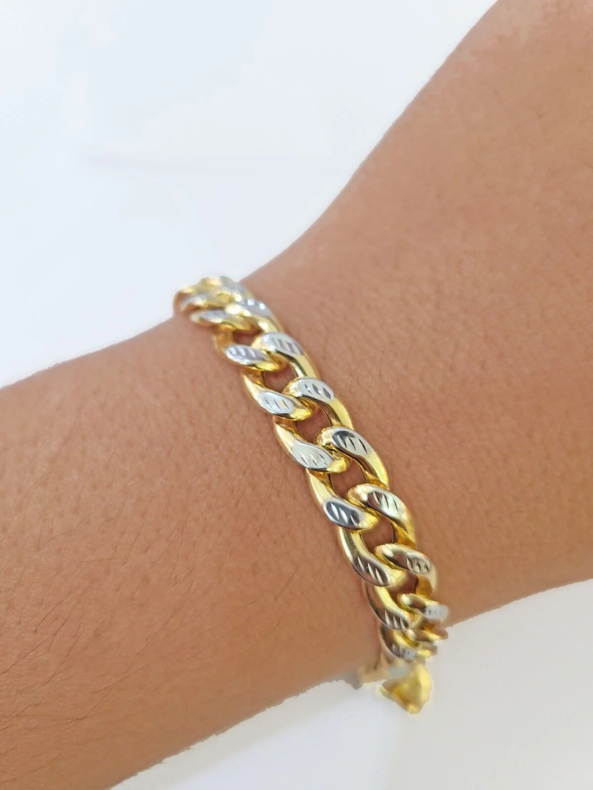 10K Yellow Gold Bracelet Real Cuban Curb Link Diamond Cut 10mm 8" Inch REAL Gold - Image 2
