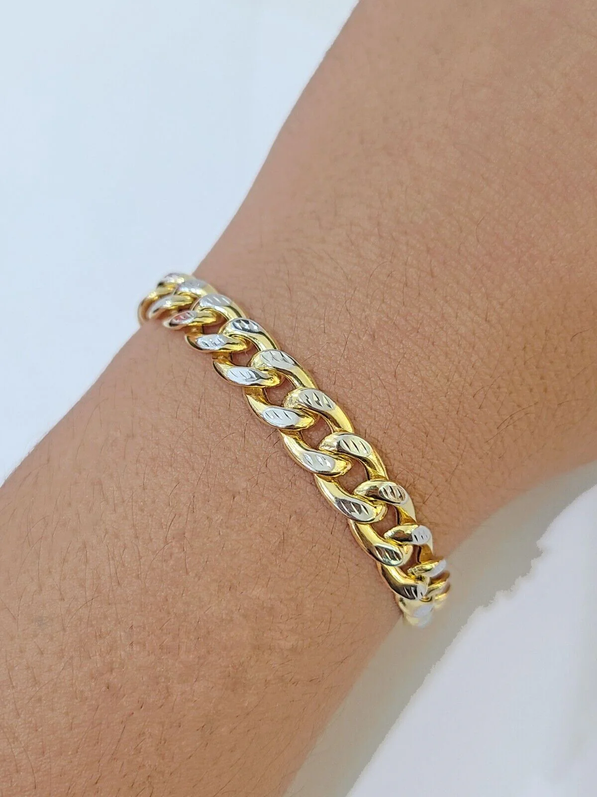 10K Yellow Gold Bracelet Real Cuban Curb Link Diamond Cut 8mm 8" Inch REAL Gold - Image 2