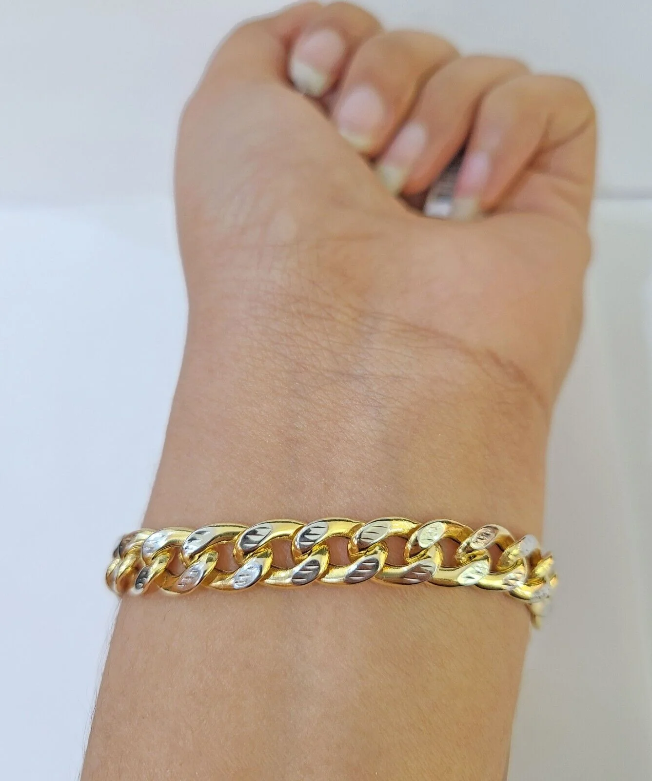 10K Yellow Gold Bracelet Real Cuban Curb Link Diamond Cut 8mm 8" Inch REAL Gold - Image 3