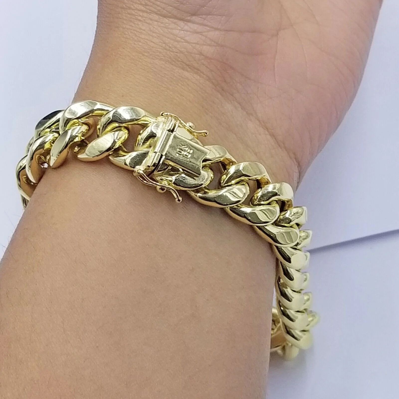 10K Yellow Gold Bracelet Royal Miami Cuban Link 9 inch Bracelet 13mm Real - Image 2