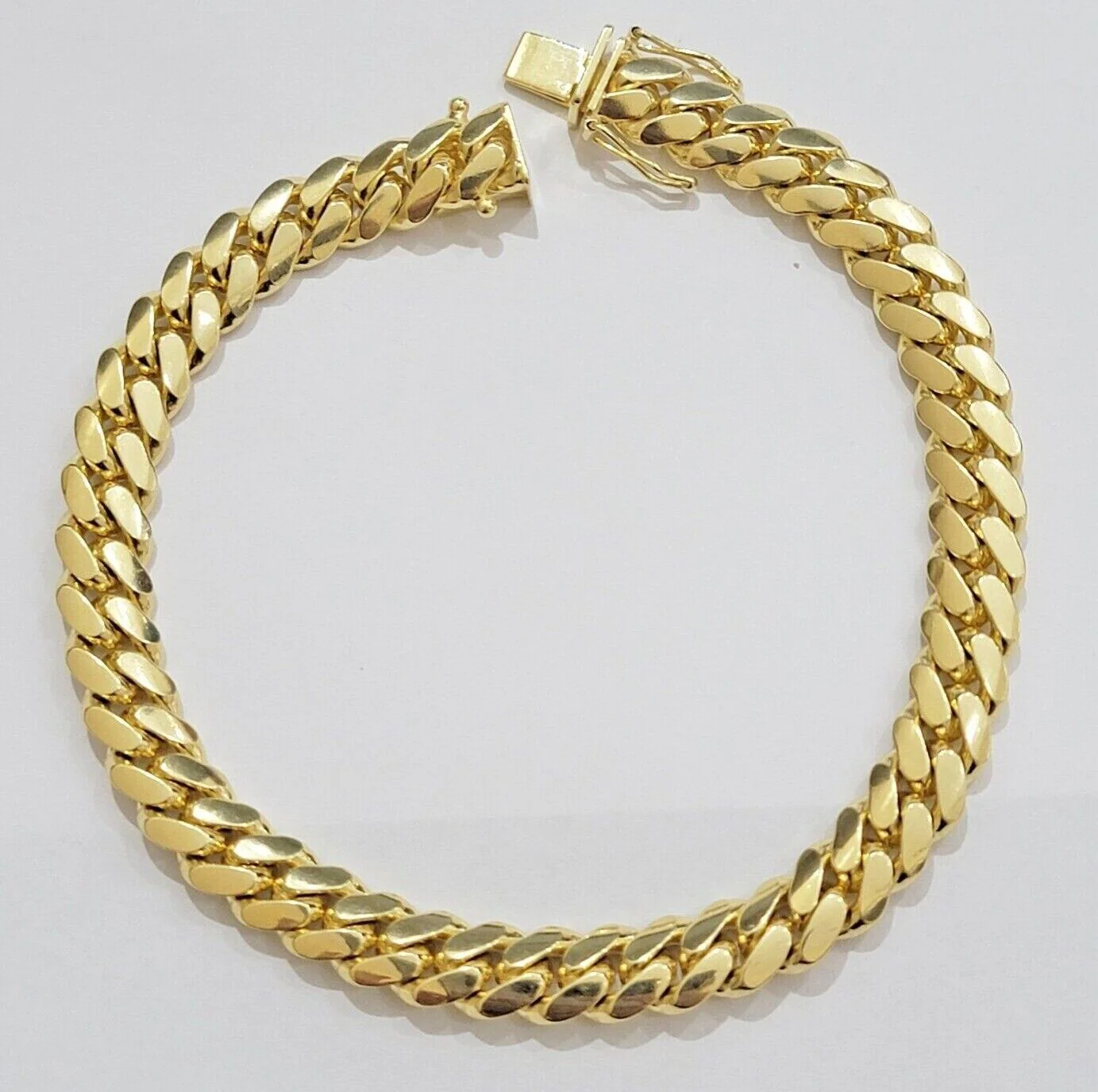 10k Yellow Gold Bracelet Solid Miami Cuban Link 9mm 8"  Box Clasp, Real 10kt Men - Image 5
