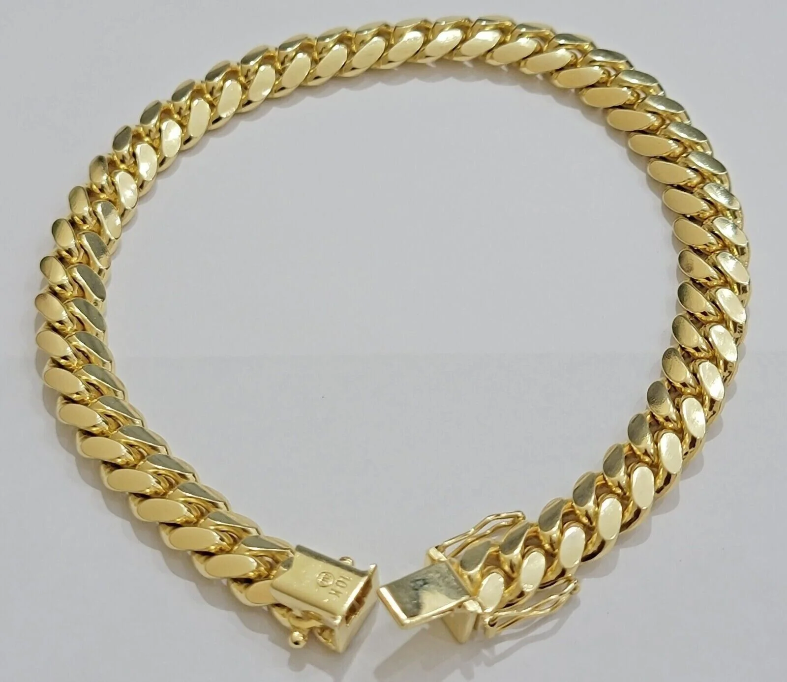 10k Yellow Gold Bracelet Solid Miami Cuban Link 9mm 8"  Box Clasp, Real 10kt Men - Image 7