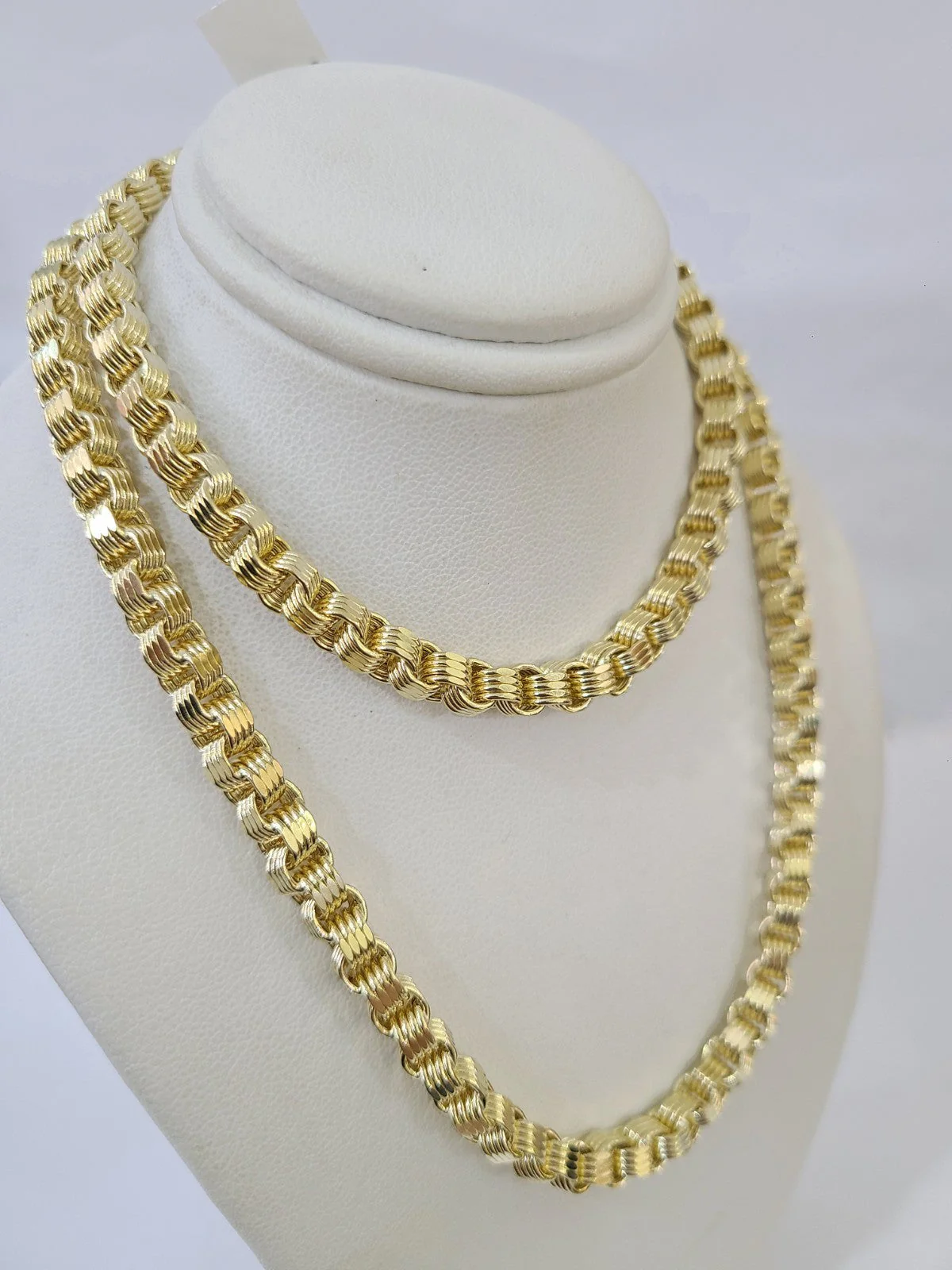 10k Yellow Gold Byzantine Chain 5mm Necklace Bracelet Set Real Men Women Real - Image 2
