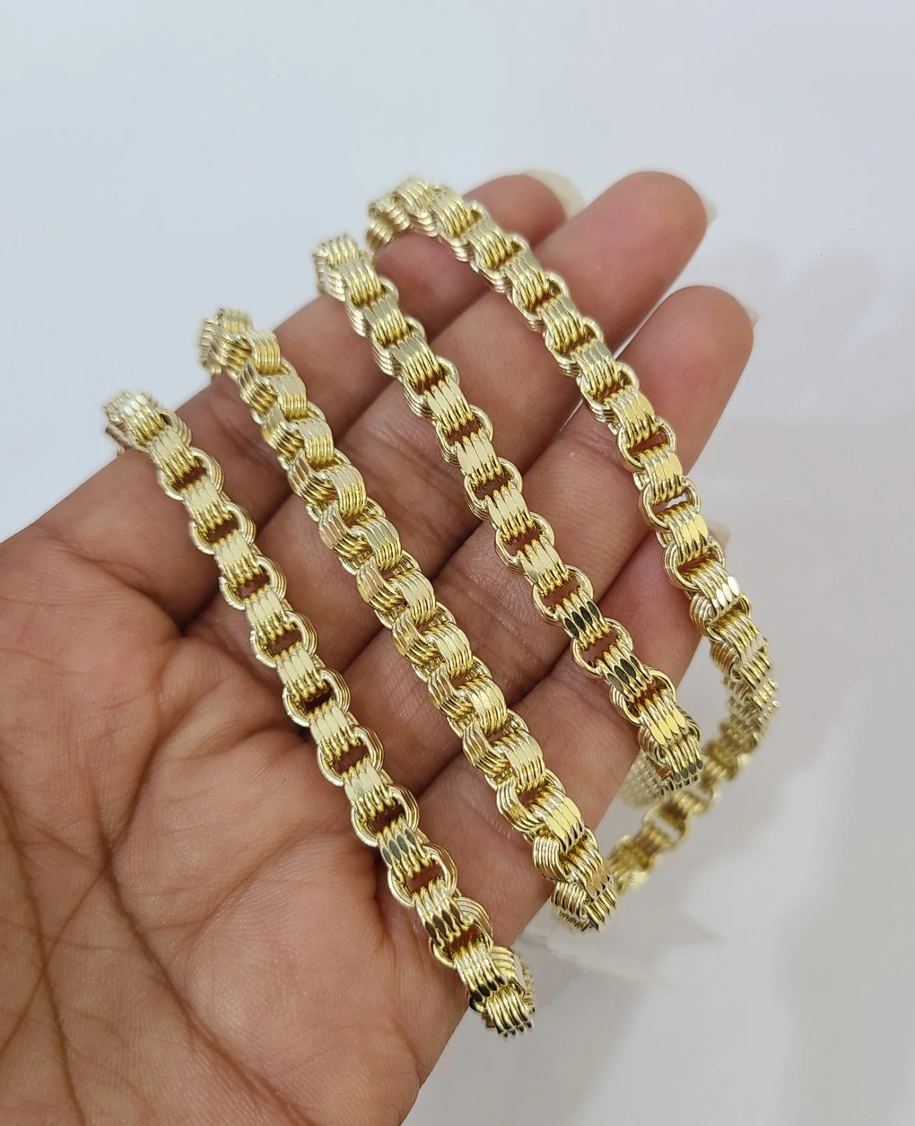 10k Yellow Gold Byzantine Chain 5mm Necklace Bracelet Set Real Men Women Real - Image 7