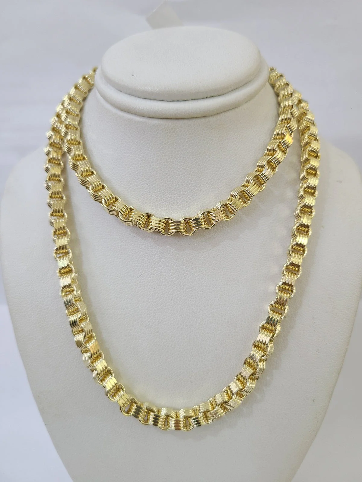 10k Yellow Gold Byzantine Chain 5mm Necklace Bracelet Set Real Men Women Real - Image 8