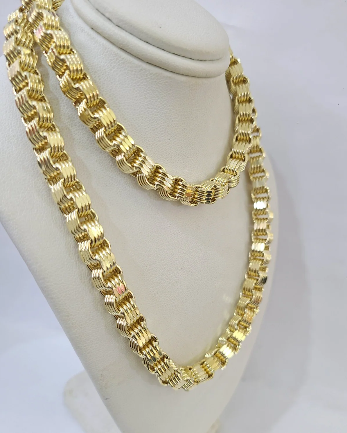 10k Yellow Gold Byzantine Chain 7mm Necklace Bracelet Set Real Men Women Real - Image 2