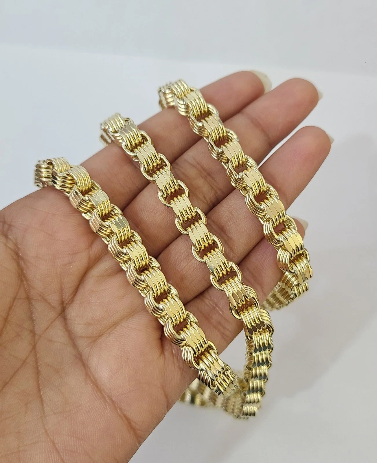 10k Yellow Gold Byzantine Chain 7mm Necklace Bracelet Set Real Men Women Real - Image 9
