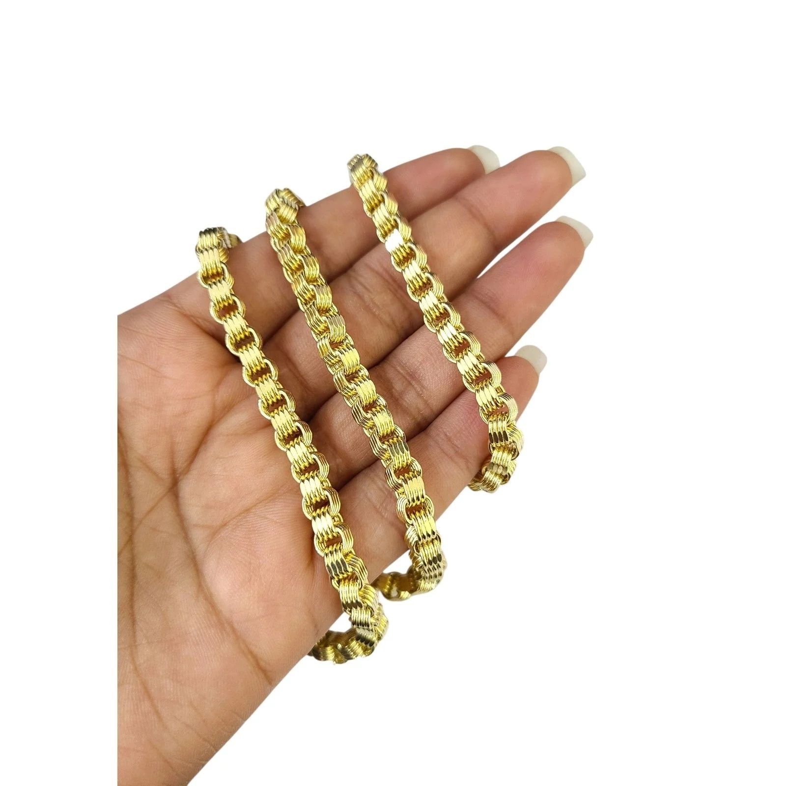 10K Yellow Gold Byzantine Chain Necklace 5mm 26 Inch 10kt Diamond Cuts Men's - Image 2
