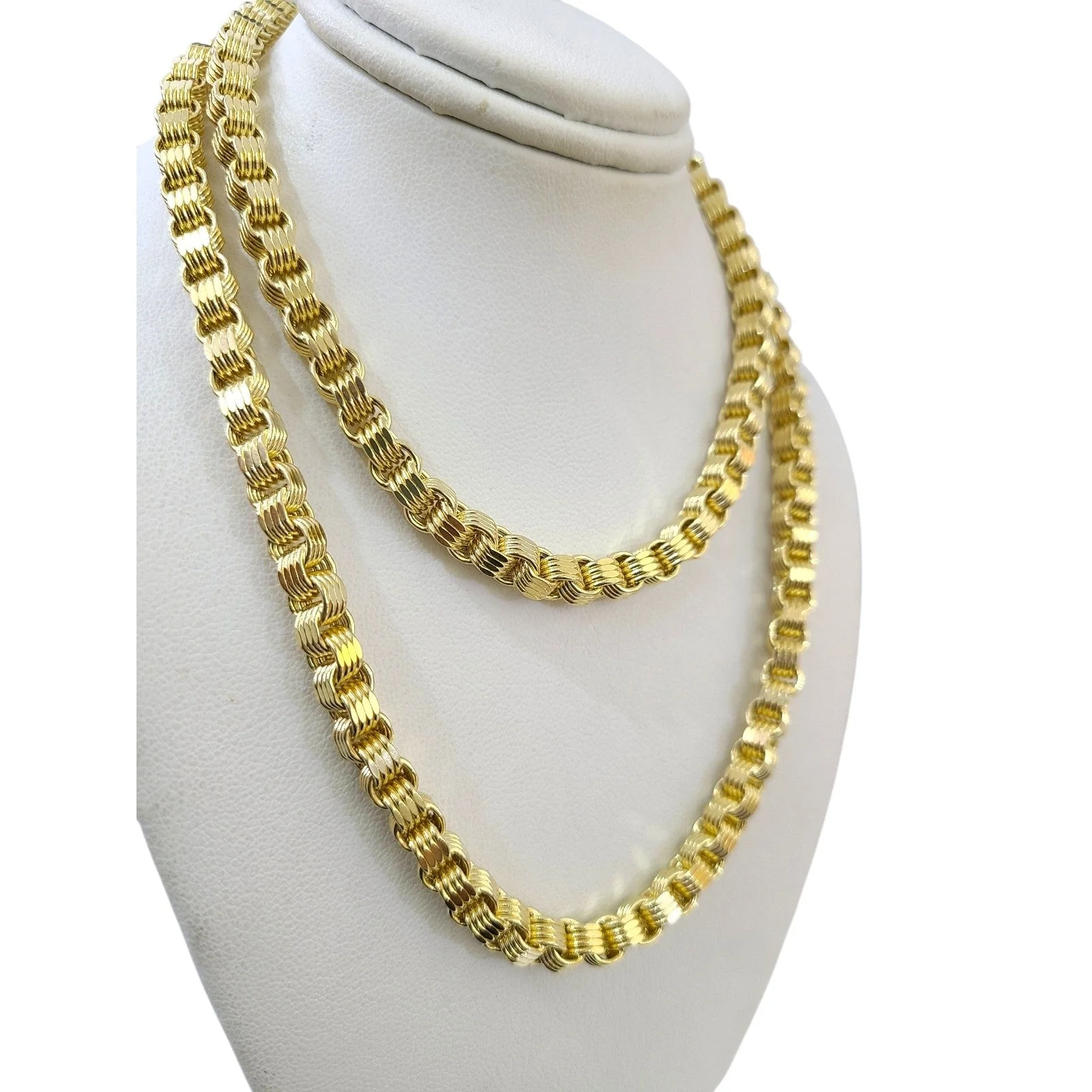 10K Yellow Gold Byzantine Chain Necklace 5mm 26 Inch 10kt Diamond Cuts Men's - Image 4