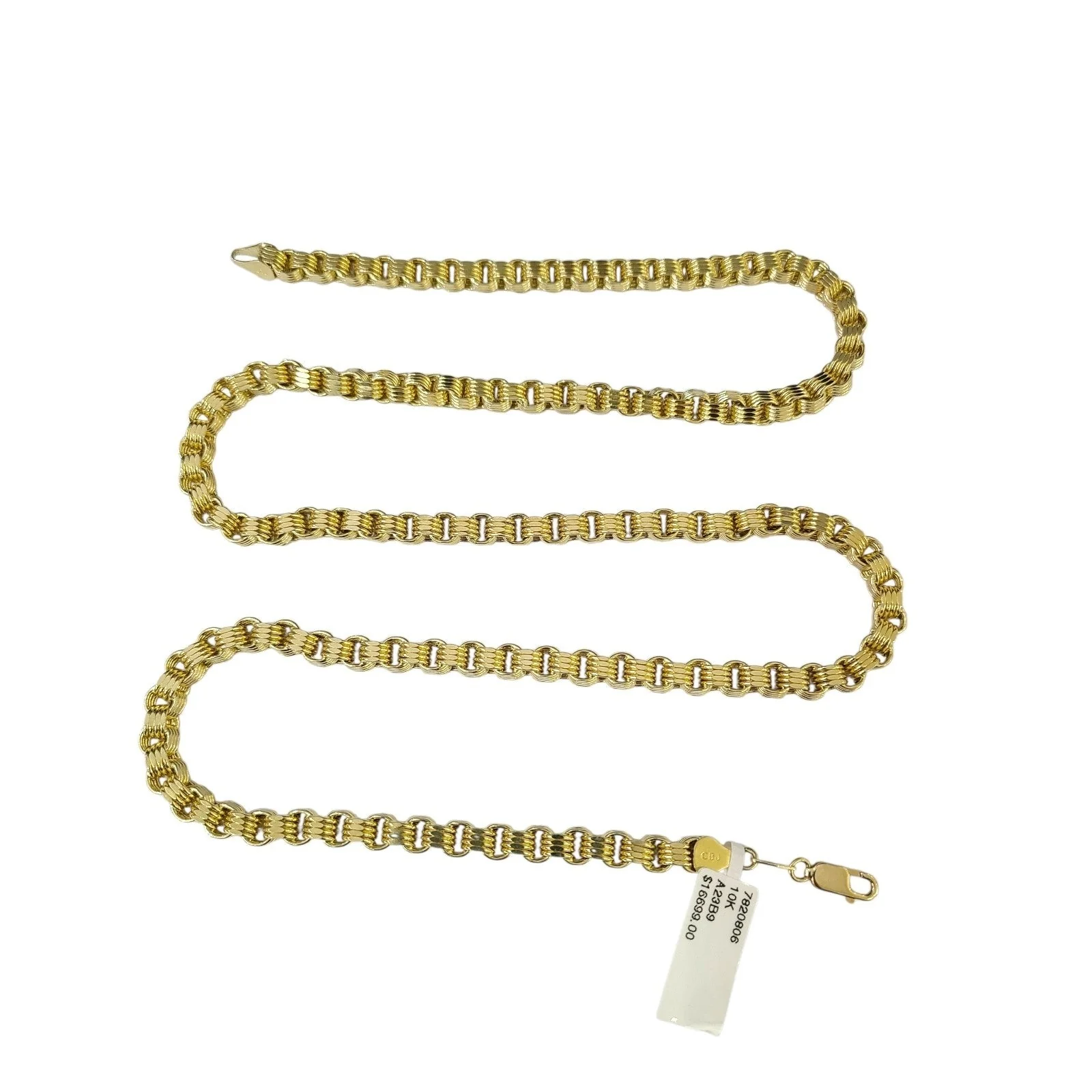 10K Yellow Gold Byzantine Chain Necklace 5mm 26 Inch 10kt Diamond Cuts Men's - Image 6