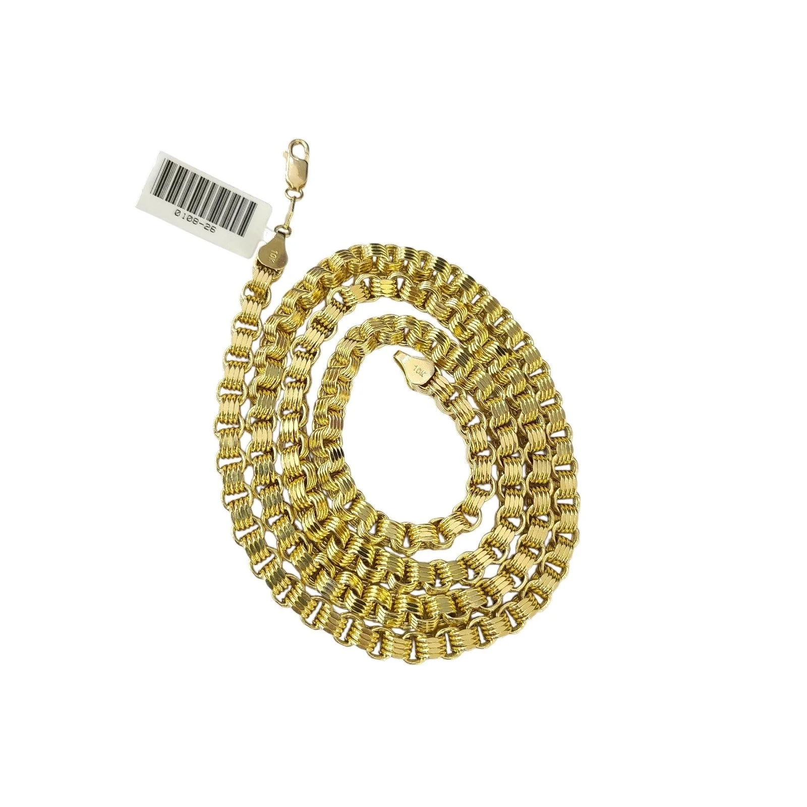 10K Yellow Gold Byzantine Chain Necklace 5mm 26 Inch 10kt Diamond Cuts Men's - Image 7