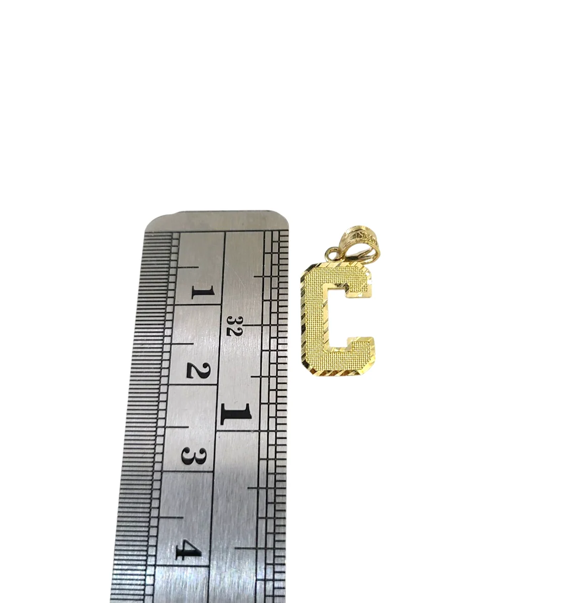 10K Yellow Gold C Initial Charm Pendant Alphabet Real 10kt Men Women - Image 3