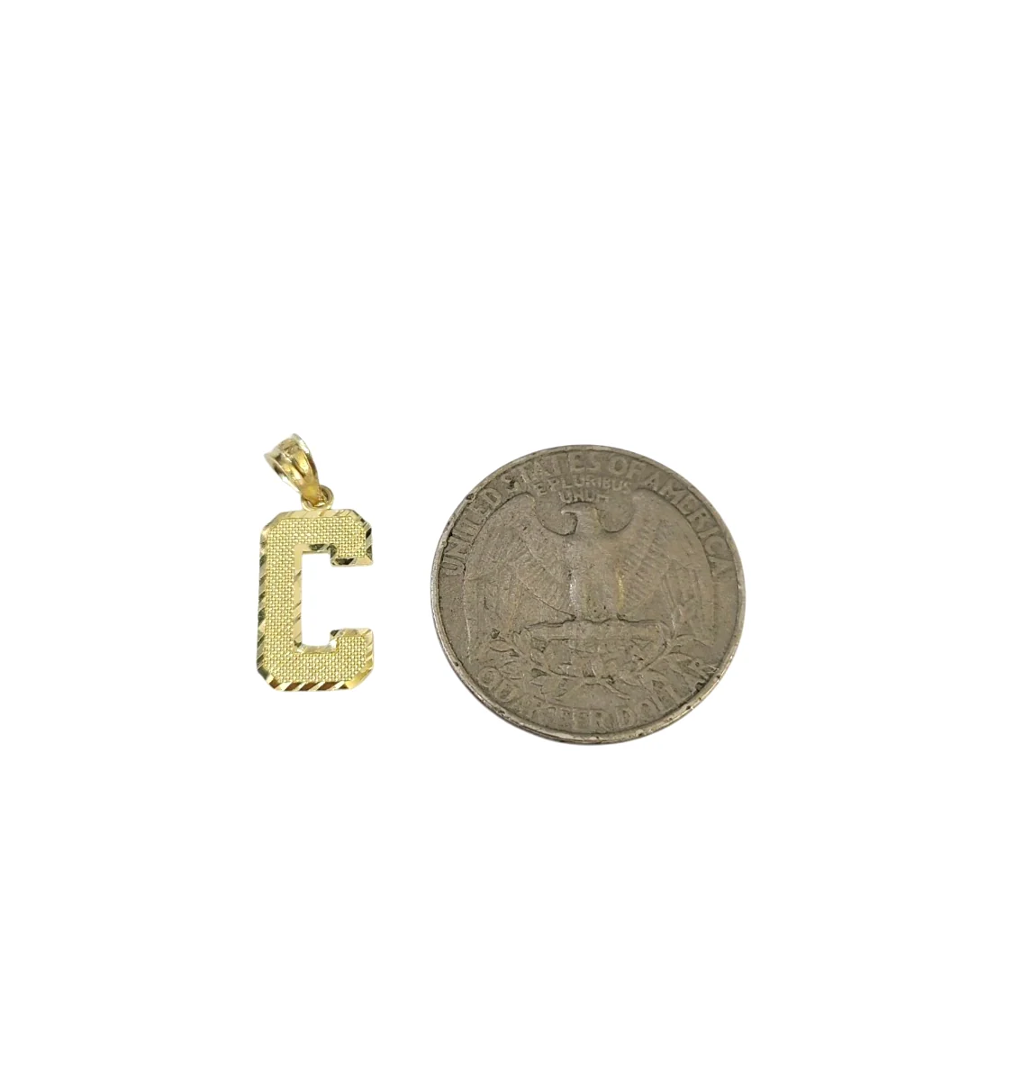 10K Yellow Gold C Initial Charm Pendant Alphabet Real 10kt Men Women - Image 4