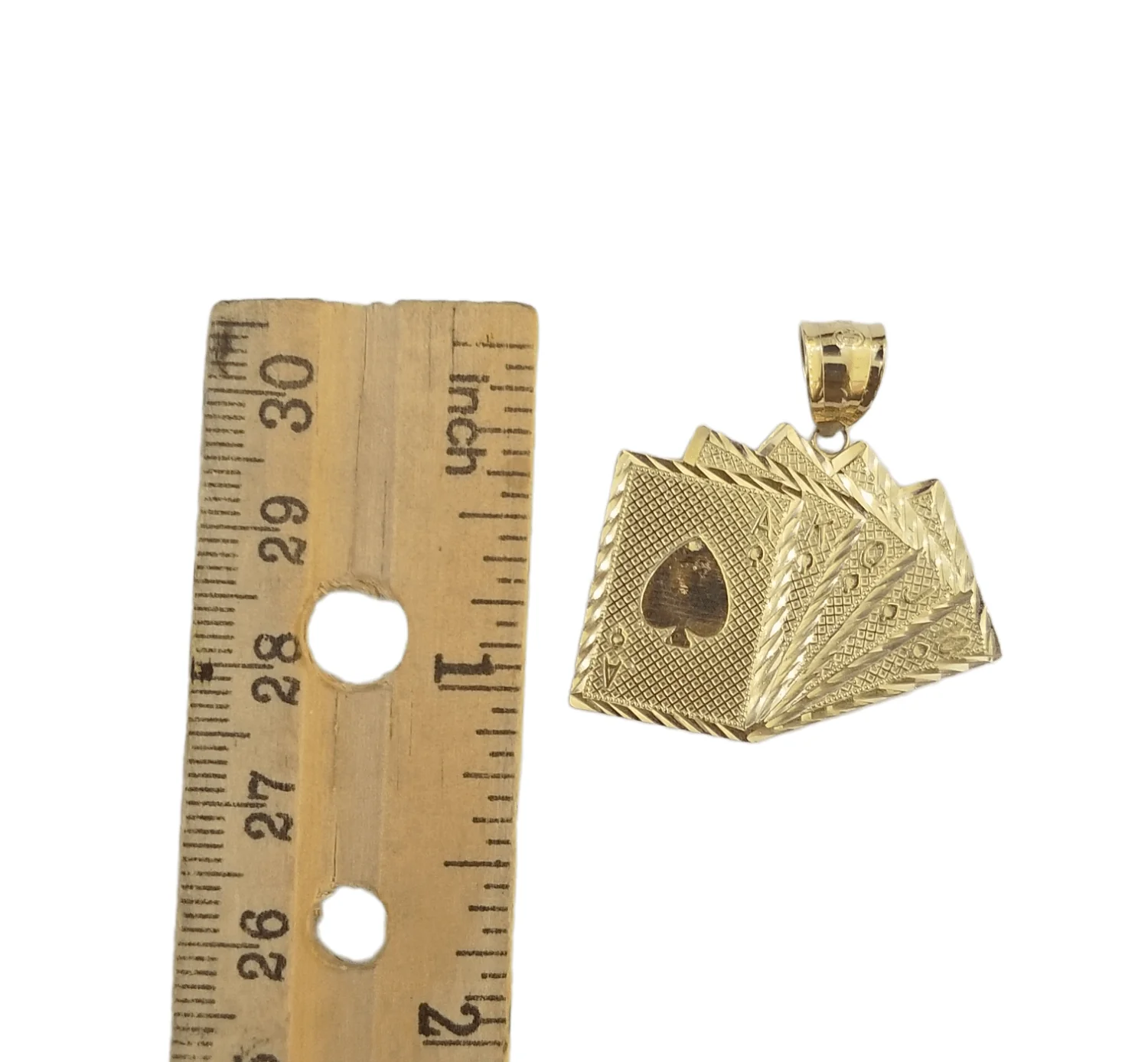 10k Yellow Gold Card Game Pendent 4mm Palm Chain 22" Inch Necklace - Image 6