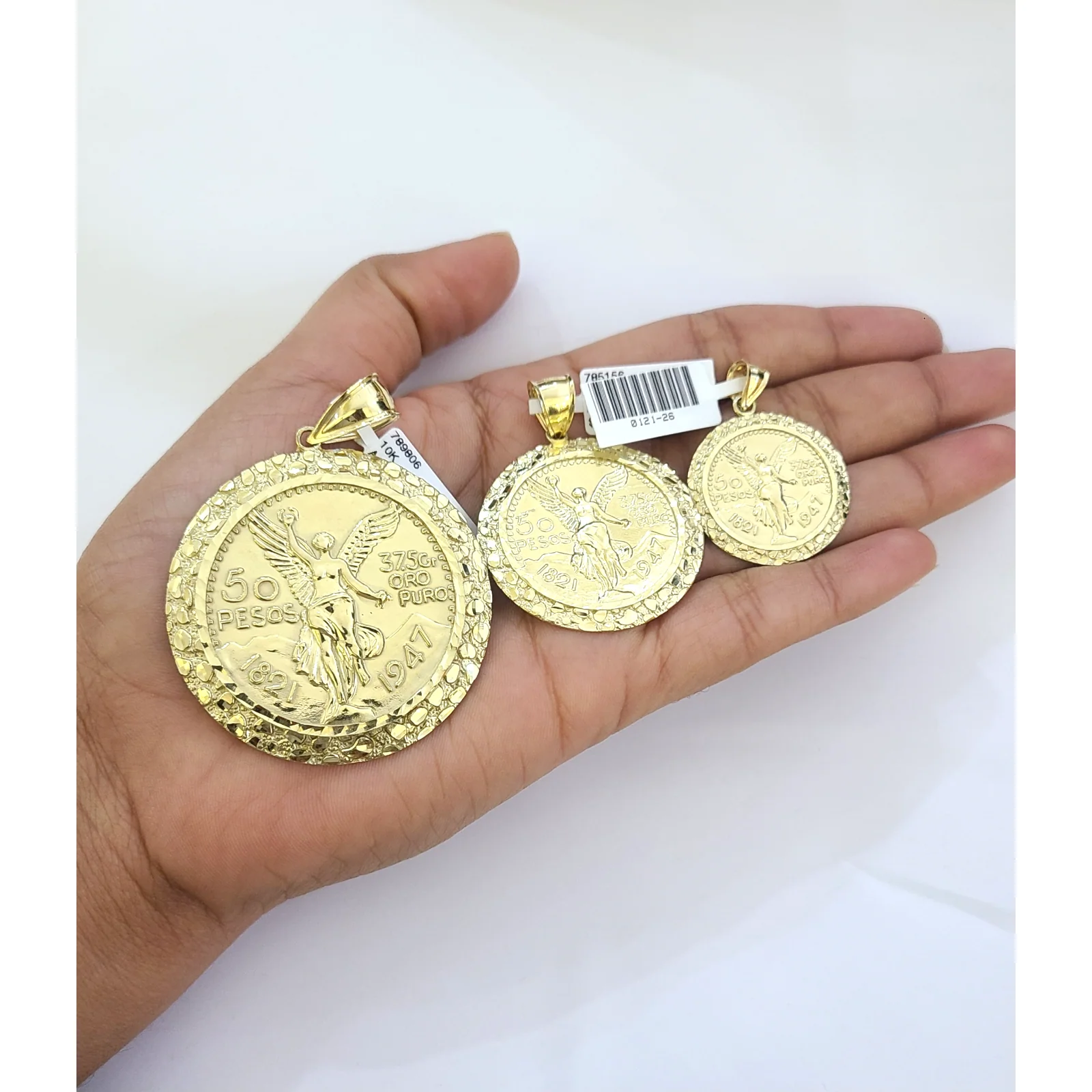10k Yellow Gold Centenario Coin Charm 50 Pesos 1947 Nugget Bezel - Image 4