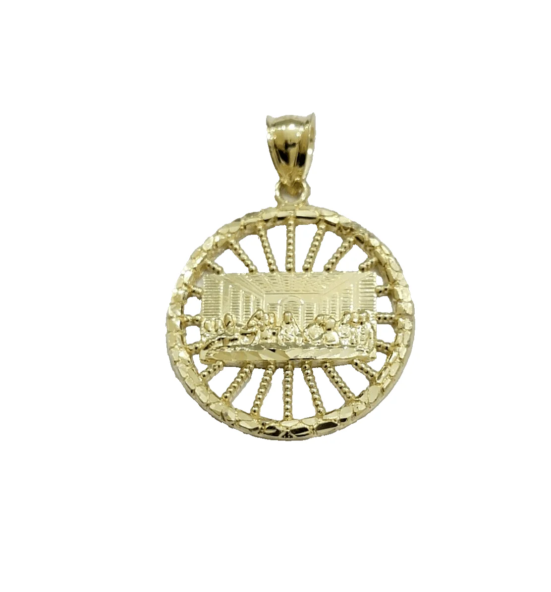10k Yellow Gold chain Charm Pendant set Miami Cuban 4mm 26 Inch & Last supper - Image 13