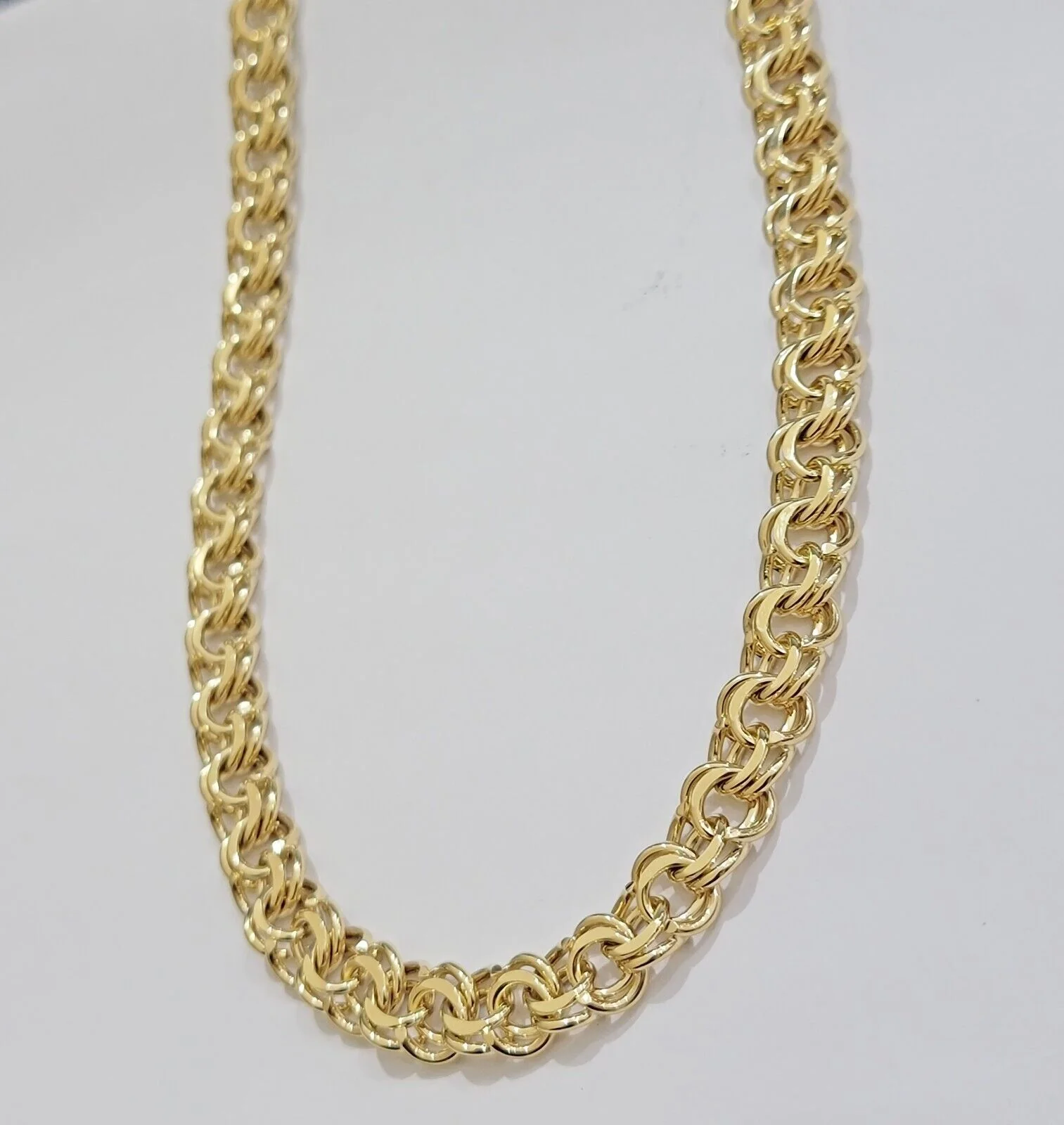 10k Yellow Gold Chain Chino Necklace Solid Link 9mm 20 Inch Real 10kt Box Clasp - Image 2