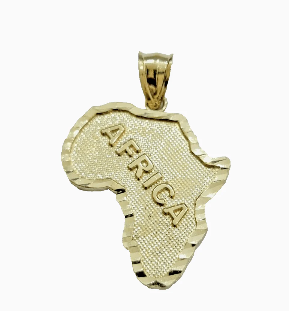 10k Yellow Gold Charm Africa Continent Pendant for Men Real 10kt - Image 3