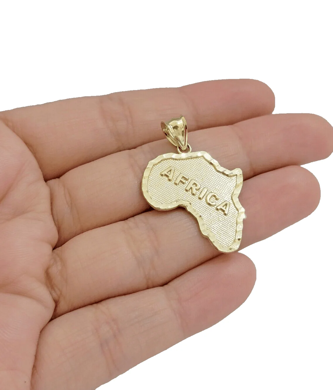 10k Yellow Gold Charm Africa Continent Pendant Mens REAL 10KT - Image 4