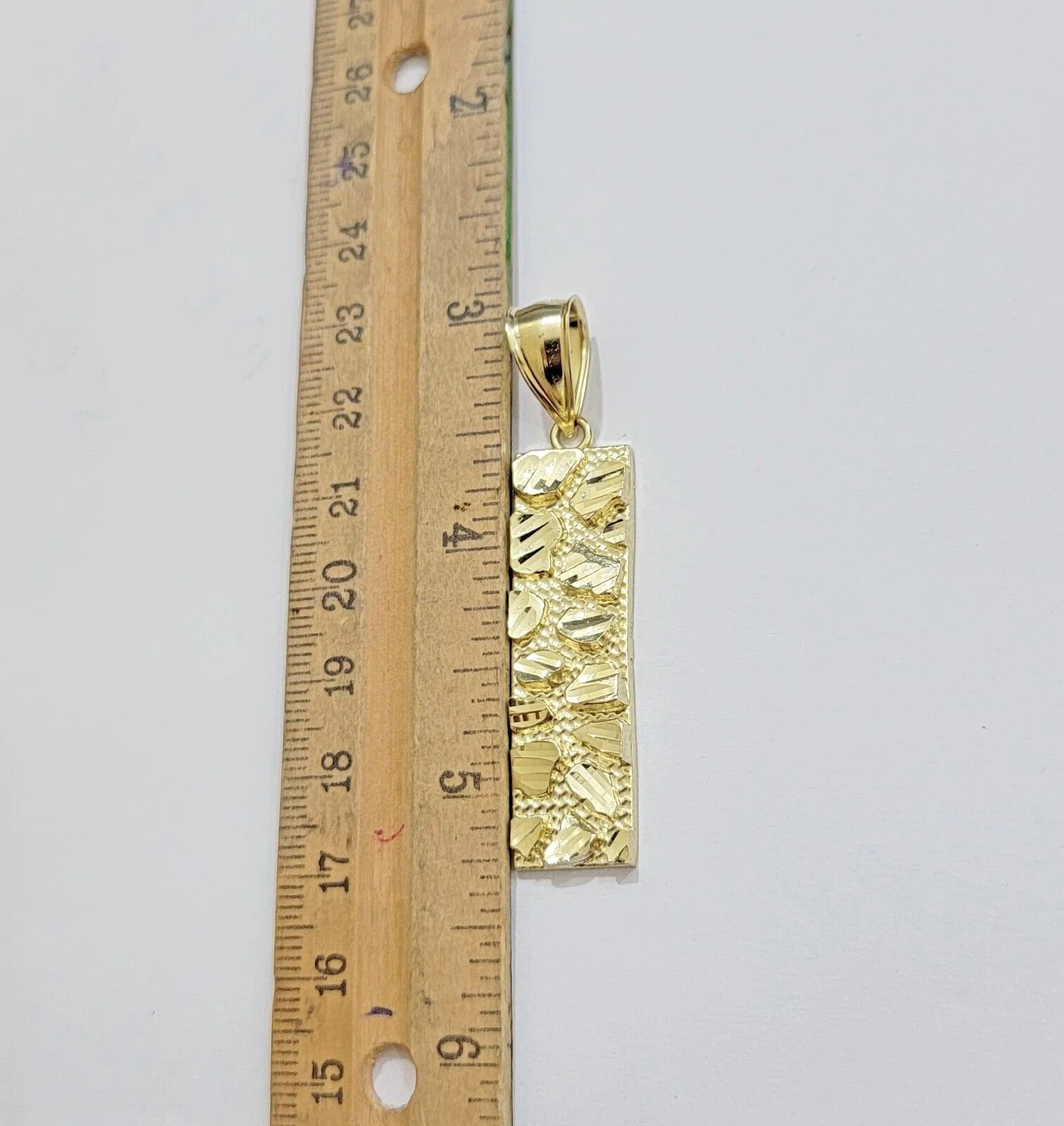 10k Yellow Gold Charm Nugget Bar Mens Pendant REAL 10KT - Image 3