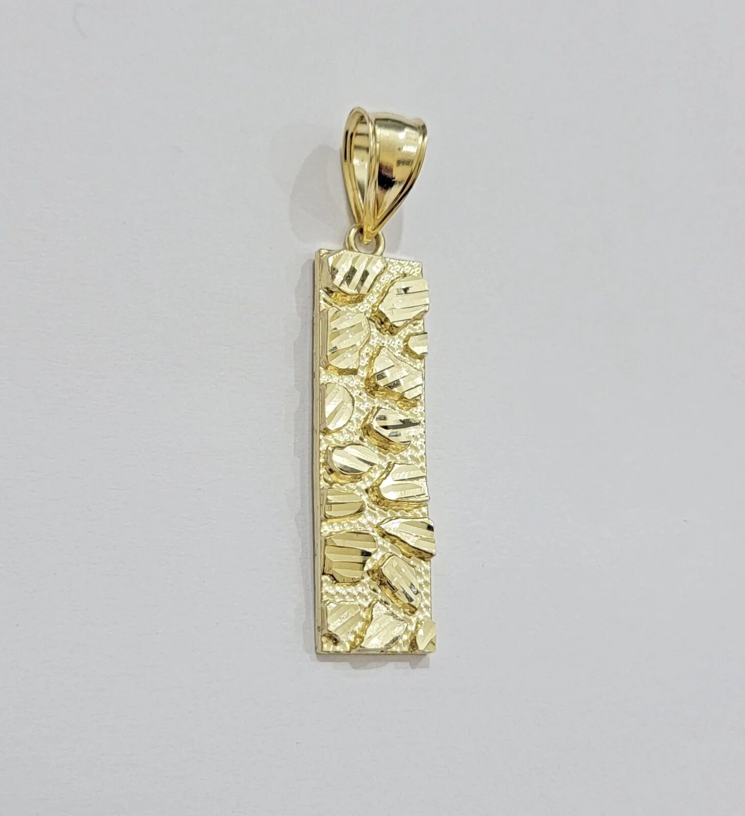10k Yellow Gold Charm Nugget Bar Mens Pendant REAL 10KT - Image 5