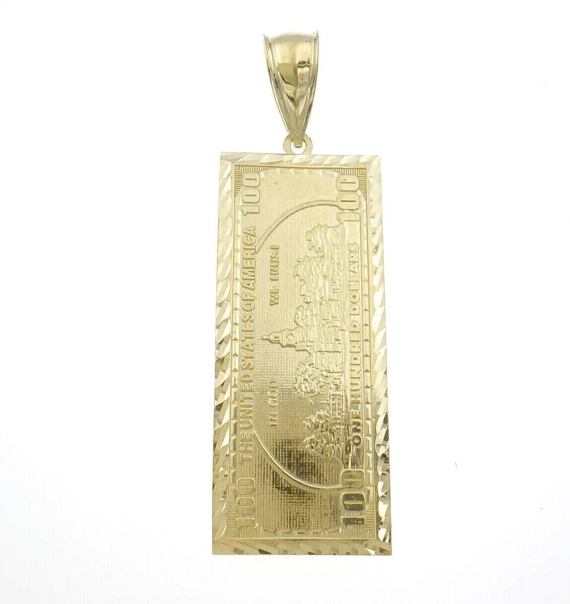 10k Yellow Gold Charm Pendant 100 Dollar Bill Mens REAL 10kt - Image 5
