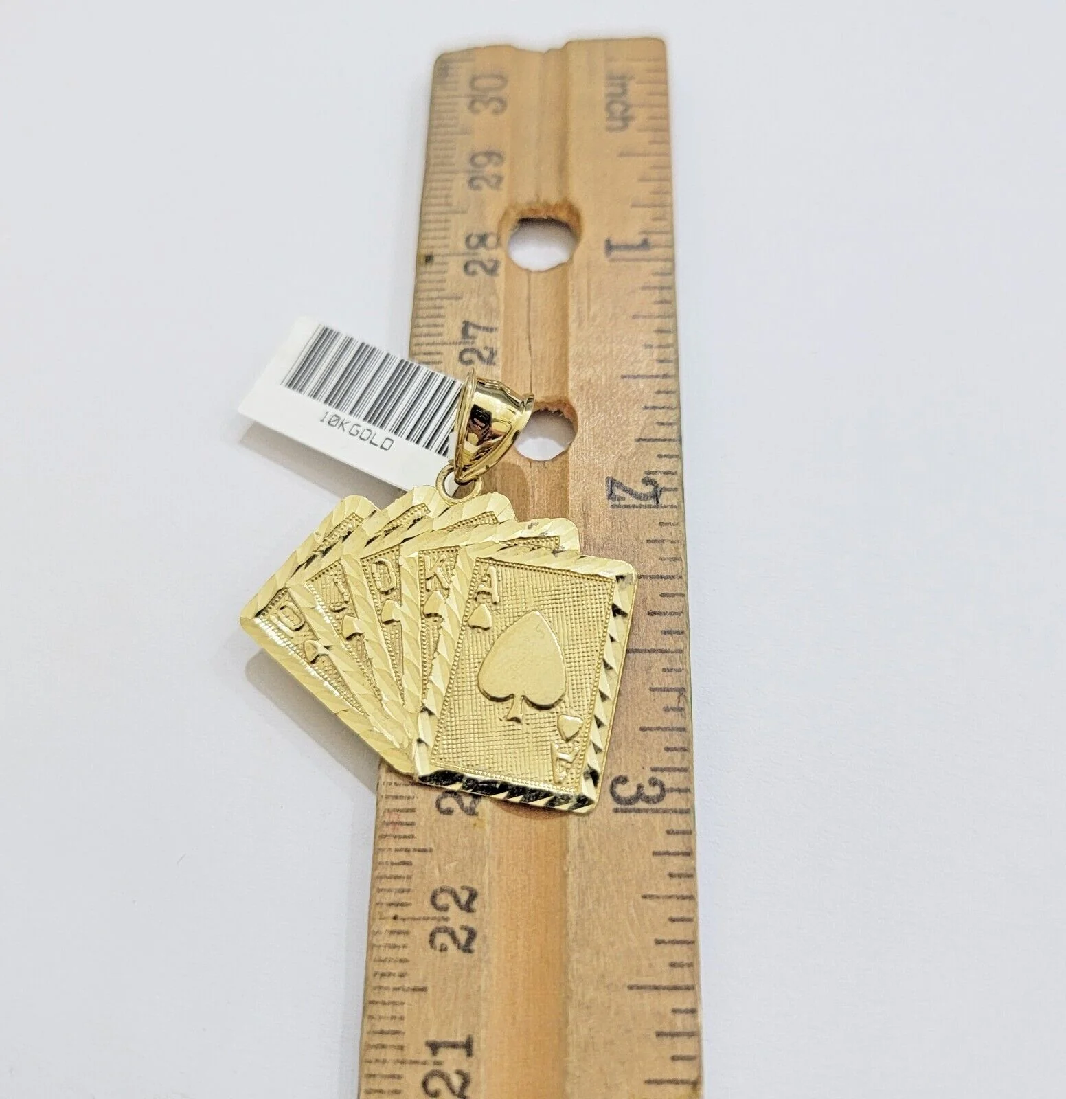 10k Yellow Gold Charm Pendant Card Royal Flush REAL 10kt - Image 2