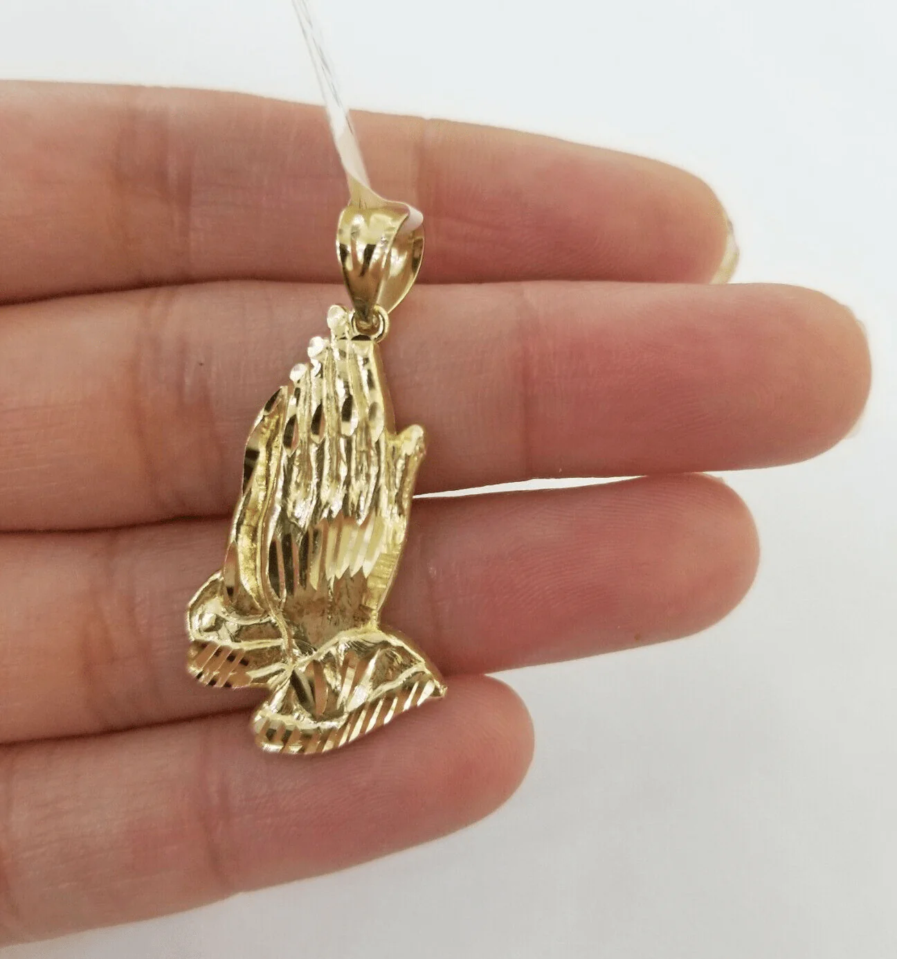 10k Yellow Gold Charm Pendant Praying hand REAL 10kt For chain