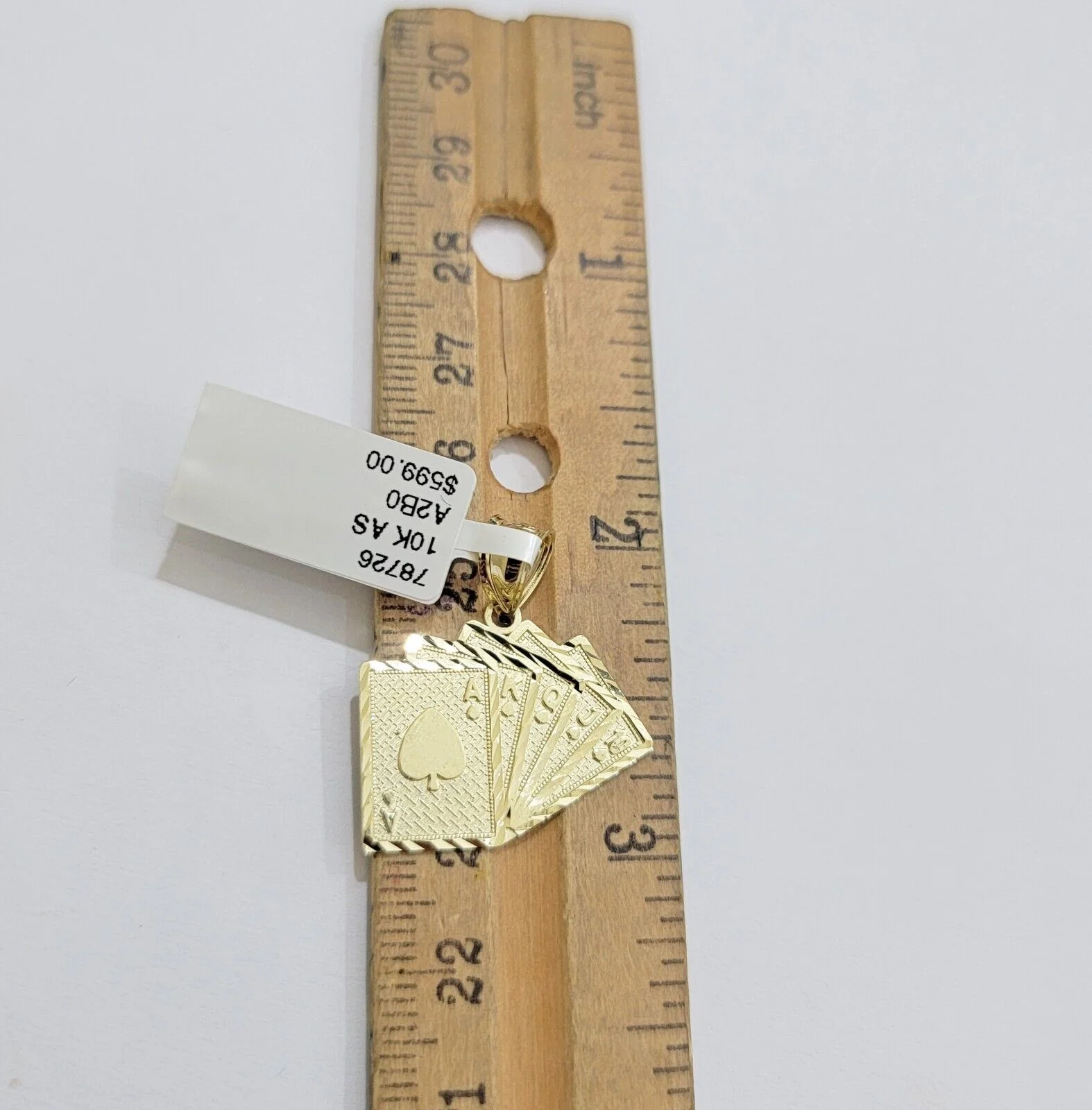 10k Yellow Gold Charm Pendant Card Royal Flush REAL 10k - Image 2