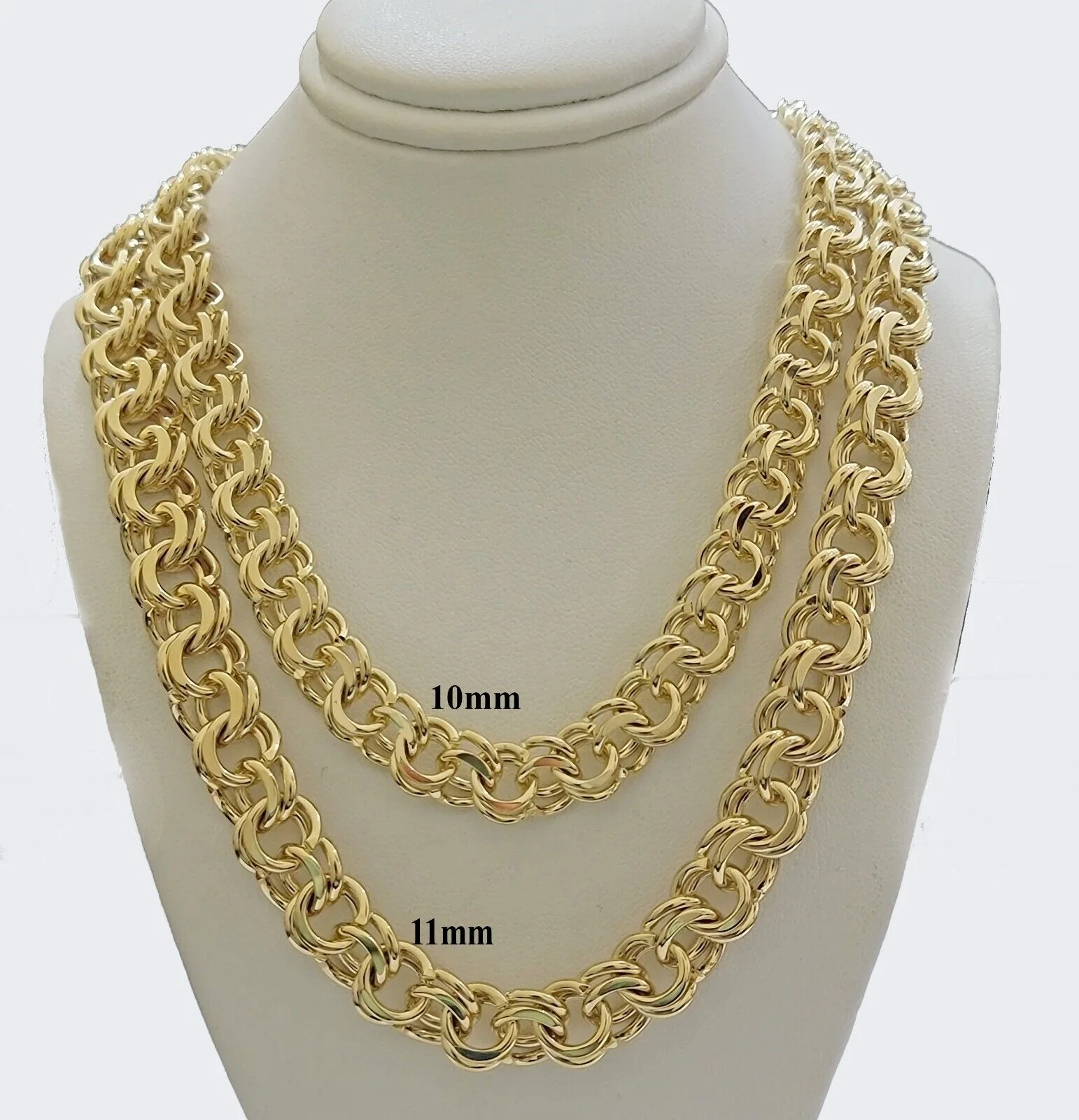 10k Yellow Gold Chino Chain Solid Link Necklace 10mm 22"-26" Real 10kt Box Clasp - Image 11