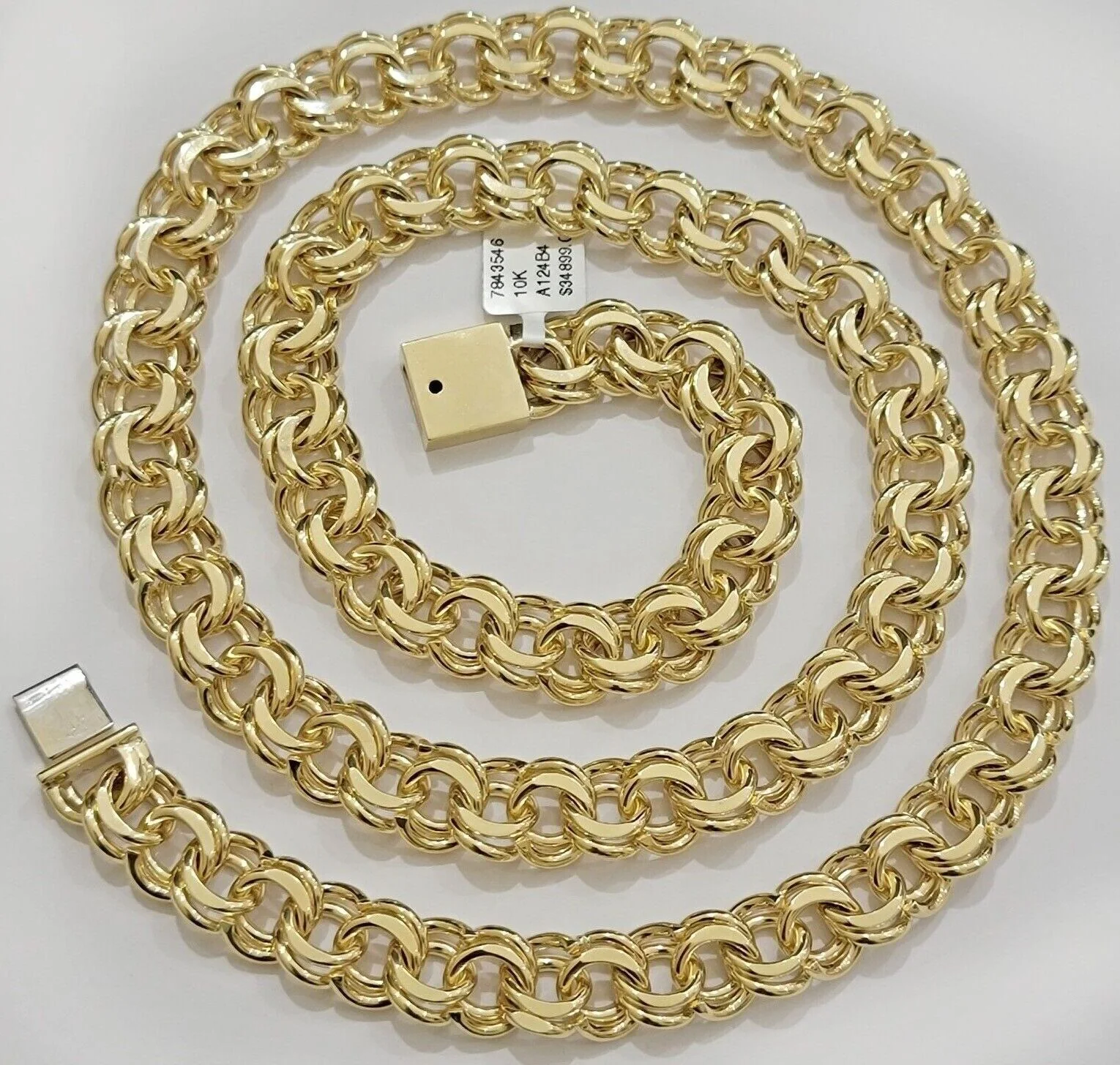 10k Yellow Gold Chino Chain Solid Link Necklace 11mm 22"-26" Real 10kt Box Clasp - Image 12