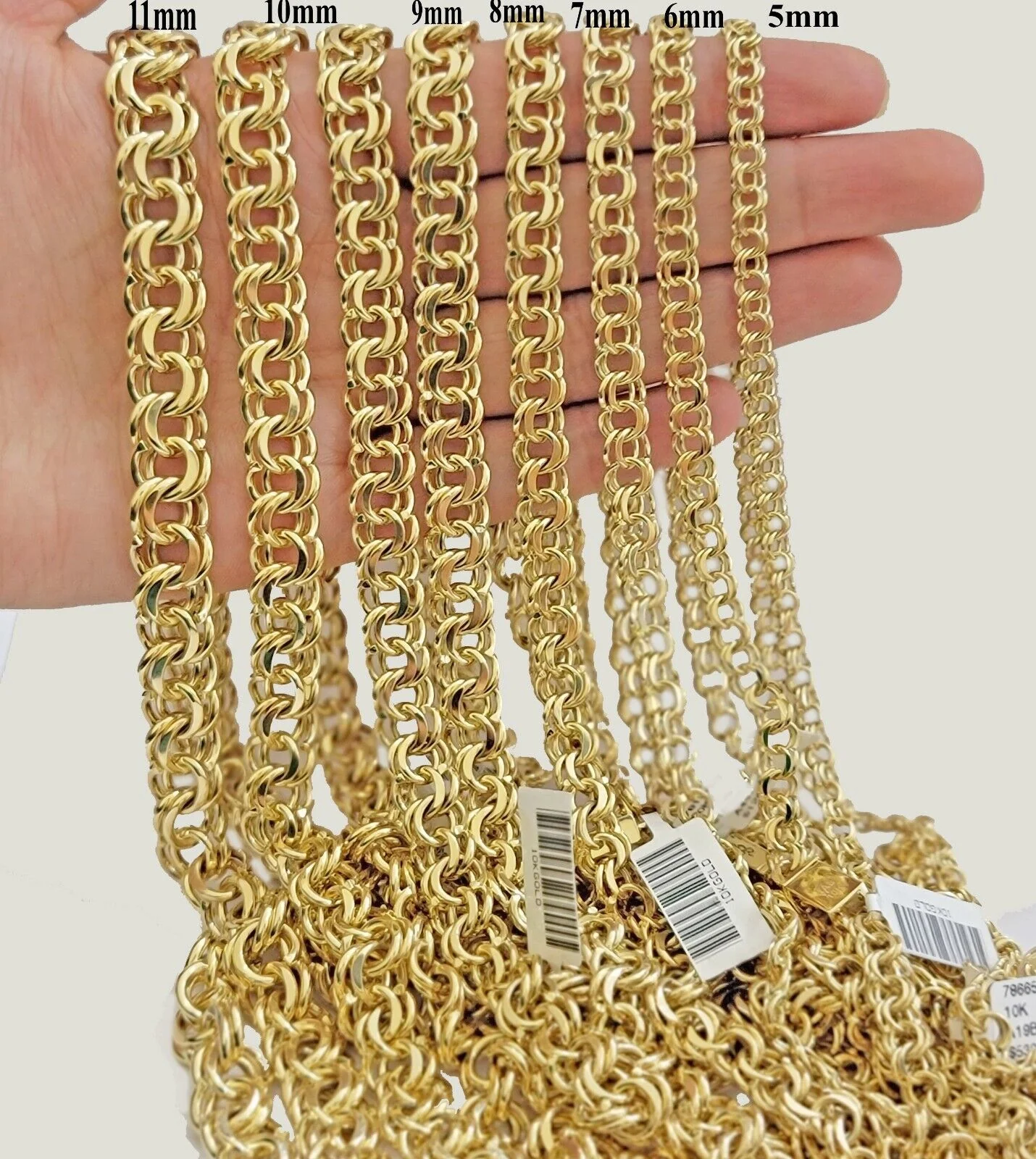 Real 10k Yellow Gold Chino Chain Solid Link Necklace 5mm-11mm 22"-26" Mens - Image 20