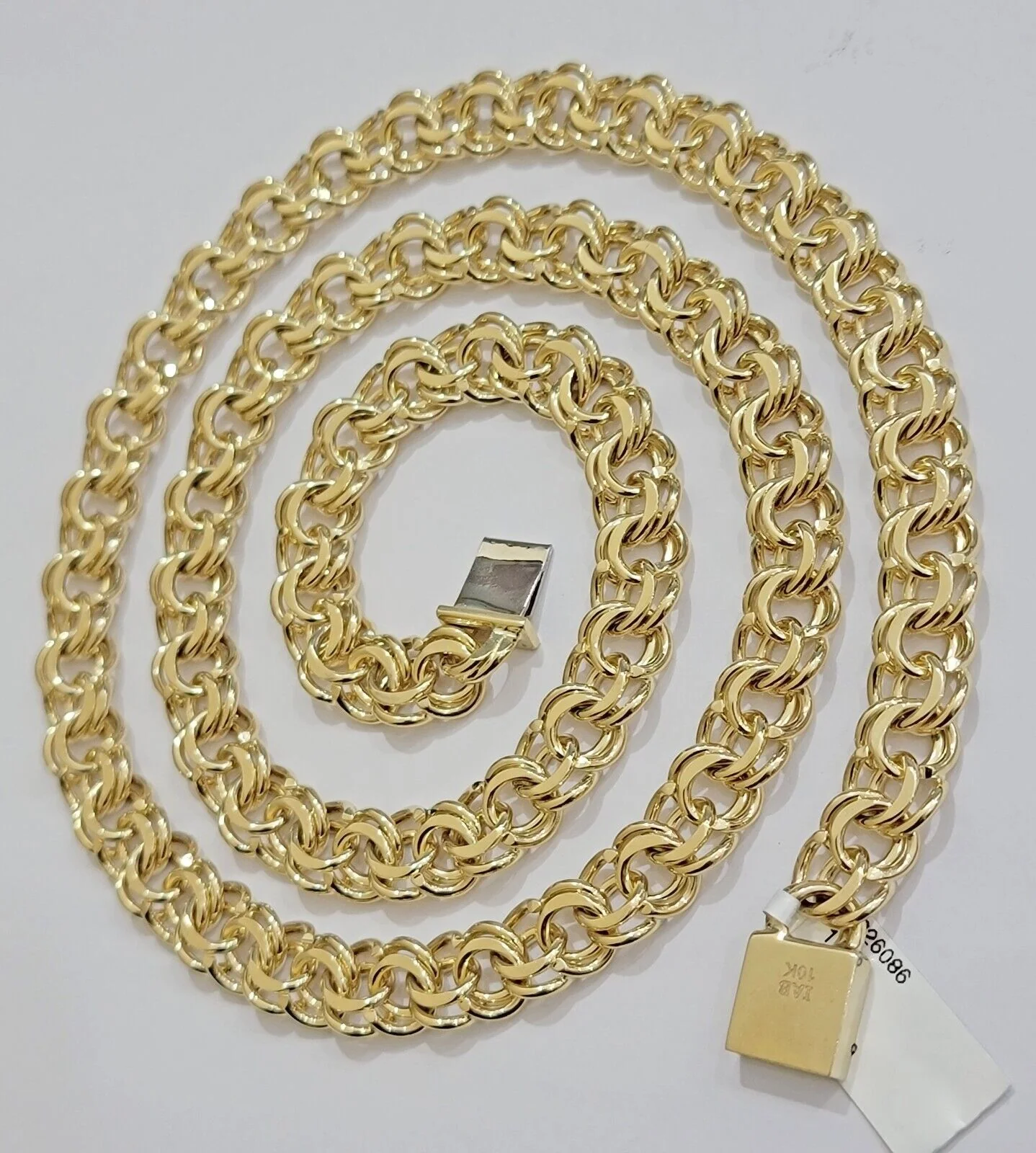 10k Yellow Gold Chino Chain Solid Link Necklace 9mm 22"-26" Real 10kt Box Clasp - Image 4