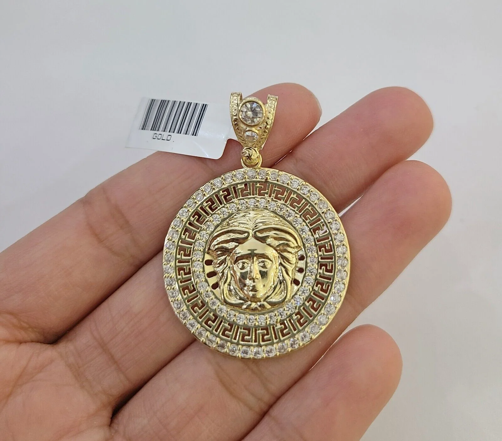 10k Yellow Gold Circular Pendant  head Charm 1-2" Inch Round 10kt Charm - Image 2