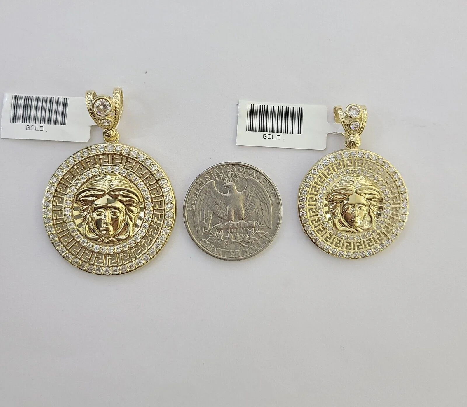 10k Yellow Gold Circular Pendant  head Charm 1-2" Inch Round 10kt Charm - Image 4