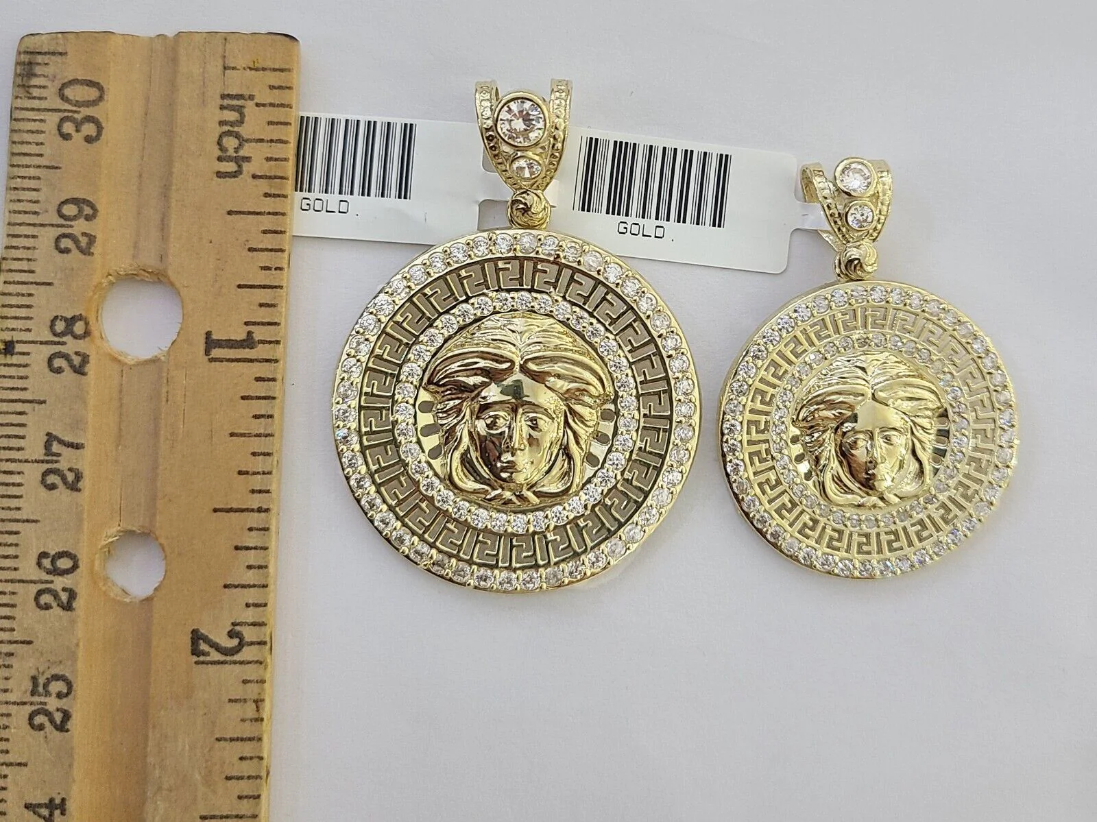 10k Yellow Gold Circular Pendant  head Charm 1-2" Inch Round 10kt Charm - Image 5