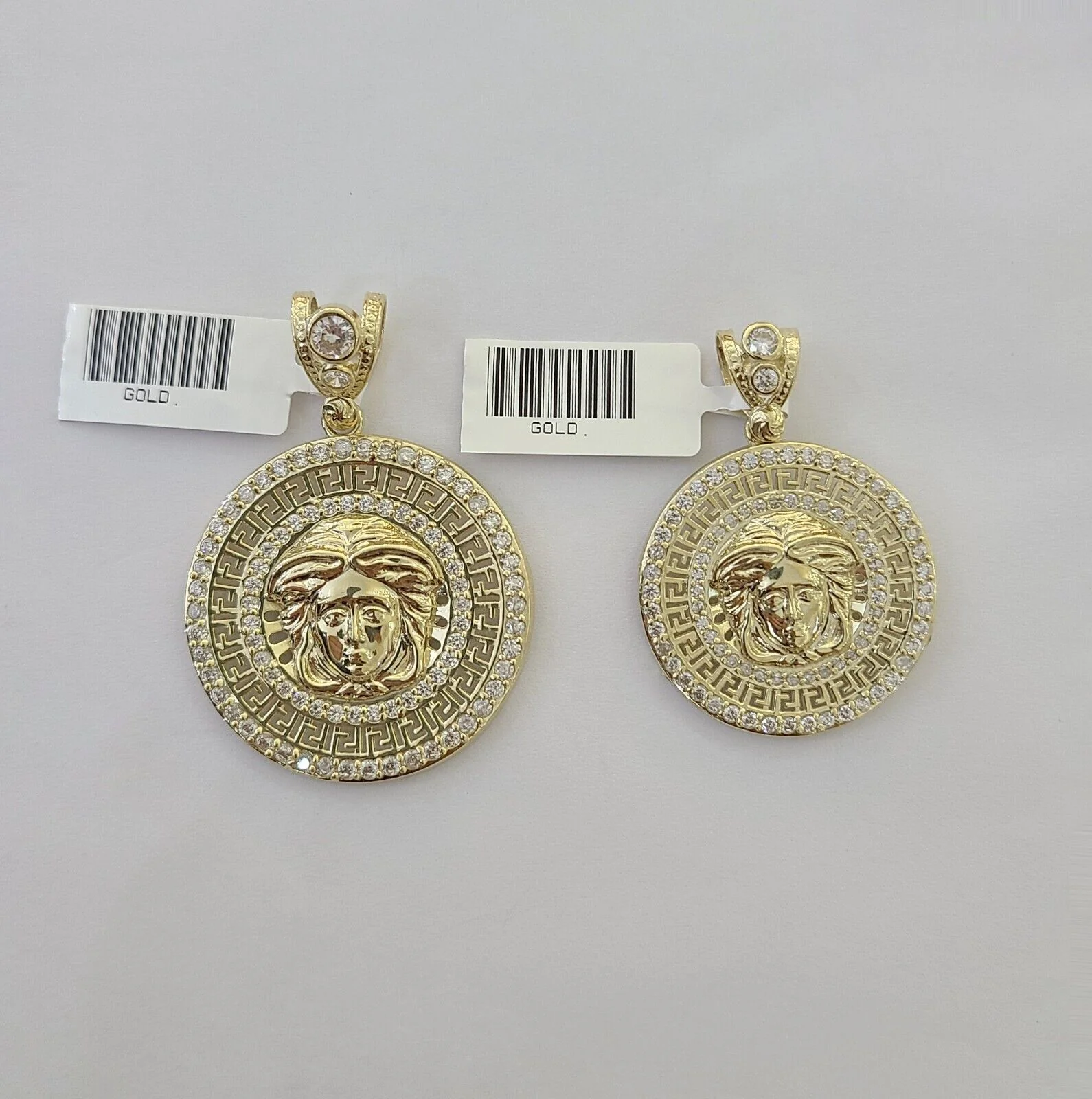 10k Yellow Gold Circular Pendant  head Charm 1-2" Inch Round 10kt Charm - Image 6