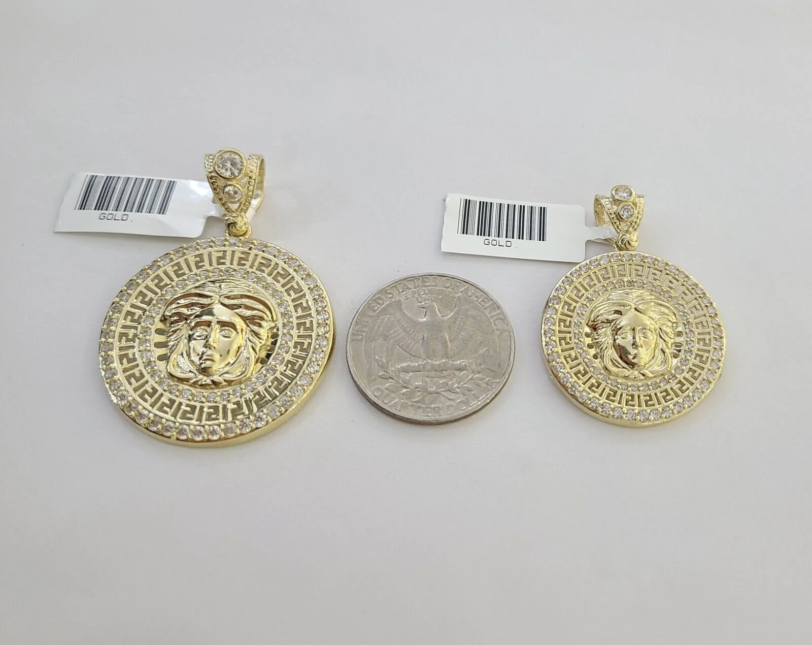 10k Yellow Gold Circular Pendant  head Charm 1-2" Inch Round 10kt Charm - Image 7