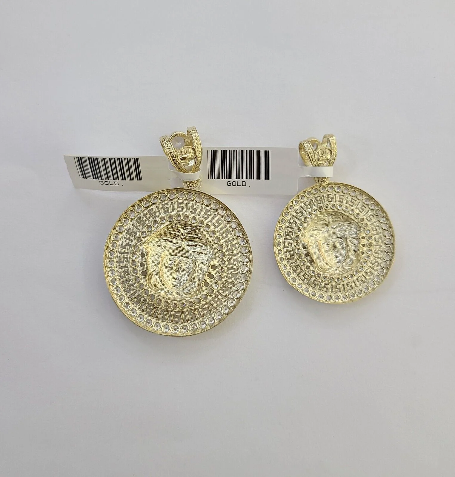 10k Yellow Gold Circular Pendant  head Charm 1-2" Inch Round 10kt Charm - Image 8
