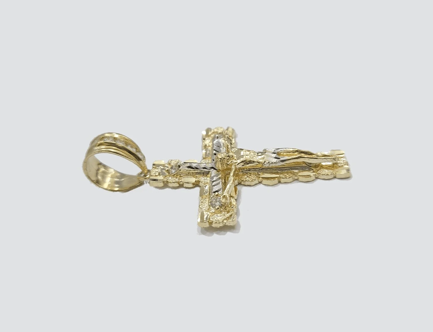10k Yellow Gold Coss Pendant Charm Jesus Crucifix Cross 2'' Inch Real 10KT Gold - Image 3