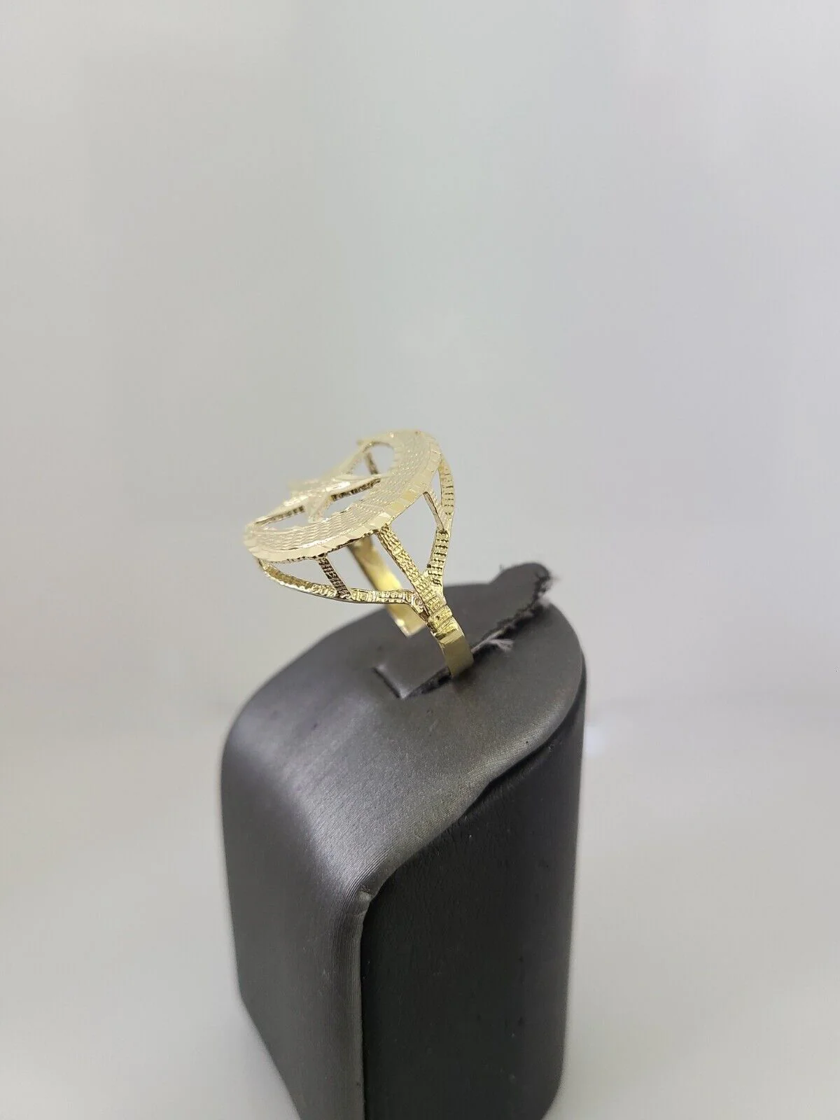 10k Yellow Gold Crescent Moon Star Ring Casual Men's Band Religious Islamic All Sizes - Image 6