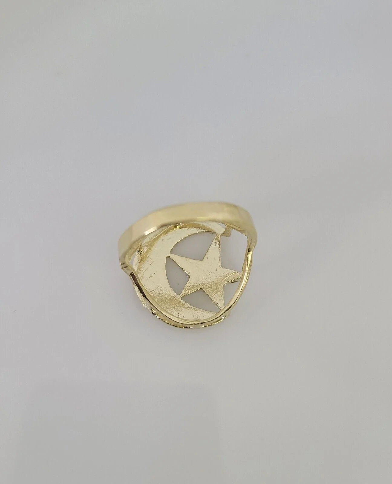 10k Yellow Gold Crescent Moon Star Ring Casual Men's Band Religious Islamic All Sizes - Image 7