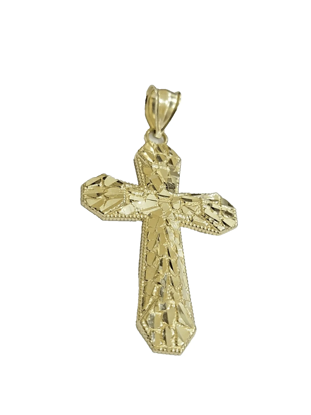10k Yellow Gold Cross Charm Jesus Pendant 2'' Inch Necklace Chain Real 10kt - Image 4