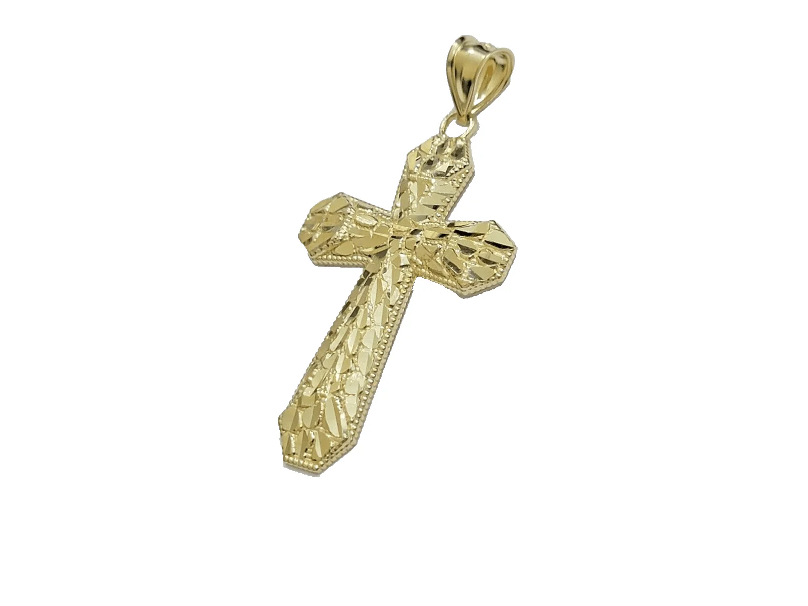 10k Yellow Gold Cross Charm Jesus Pendant 2'' Inch Necklace Chain Real 10kt - Image 9