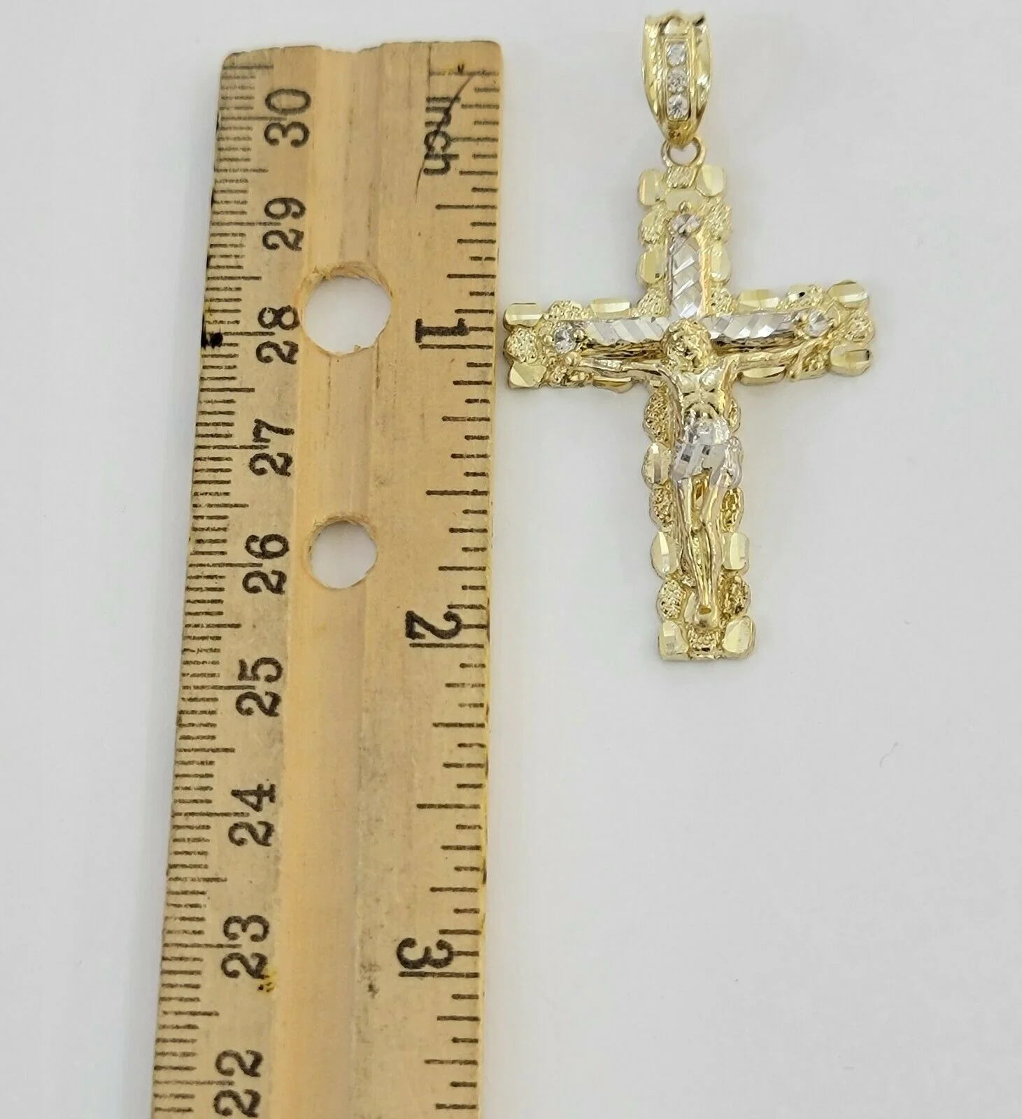 10k yellow Gold cross Pendant charm Jesus crucifix 4" 3" 2" 1.5" Men women, REAL - Image 4