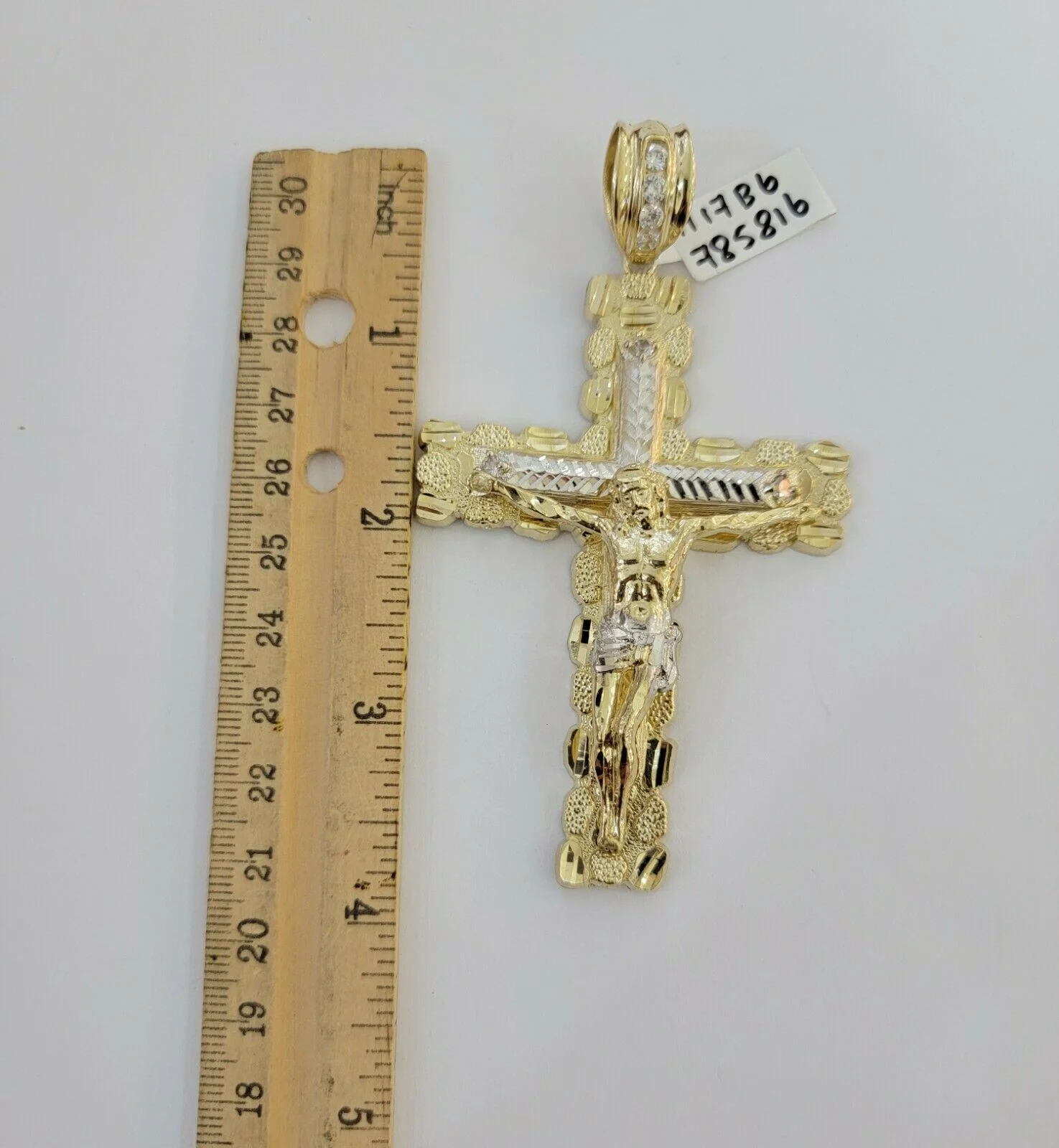 10k yellow Gold cross Pendant charm Jesus crucifix 4" 3" 2" 1.5" Men women, REAL - Image 9