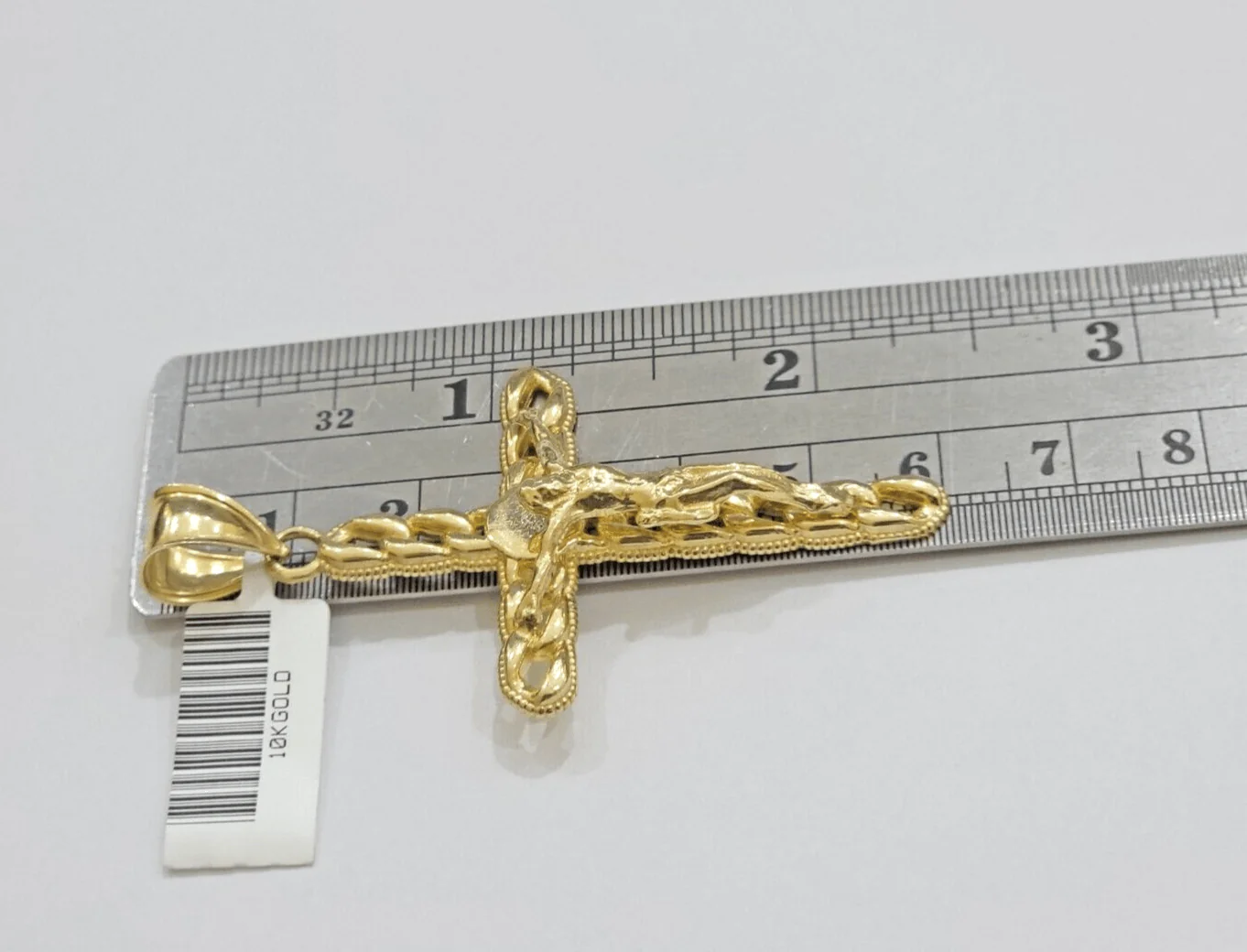 10K Yellow Gold Cross Pendant Mens Jesus Crucifix Charm 2.5 Inch For Thick Chain - Image 4
