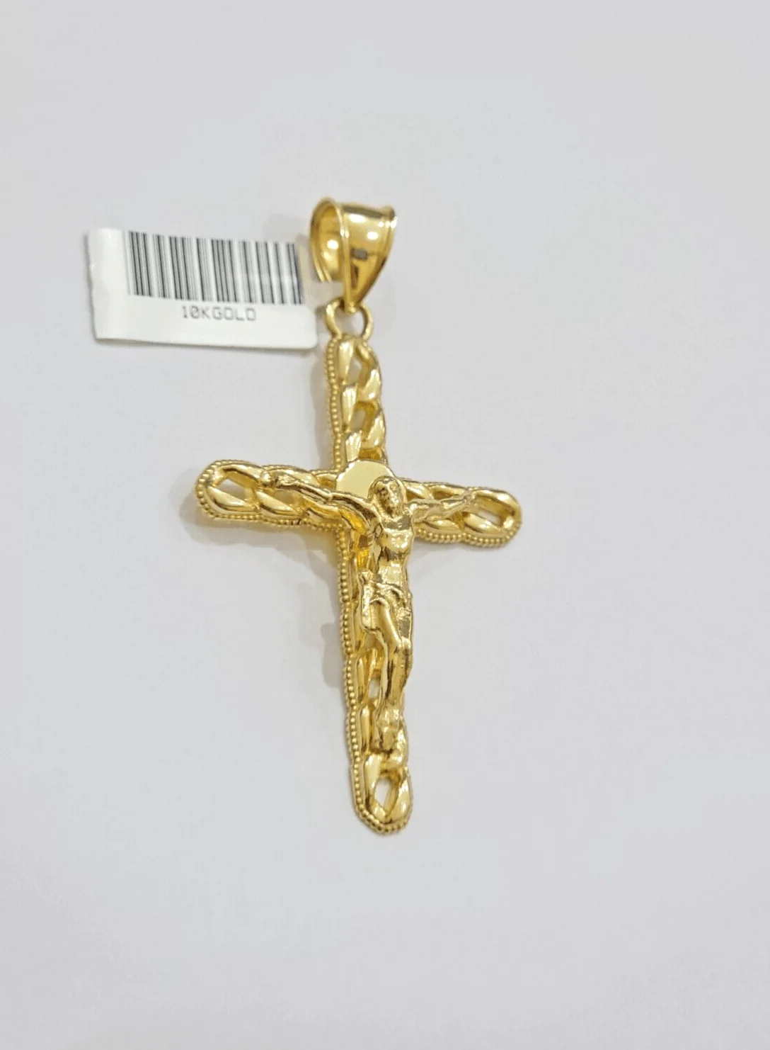 10K Yellow Gold Cross Pendant Mens Jesus Crucifix Charm 2.5 Inch For Thick Chain - Image 5