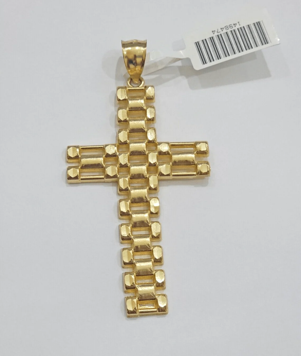 10K Yellow Gold Cross Pendant Mens Jesus Crucifix Charm 2.8 Inch For Thick Chain - Image 2